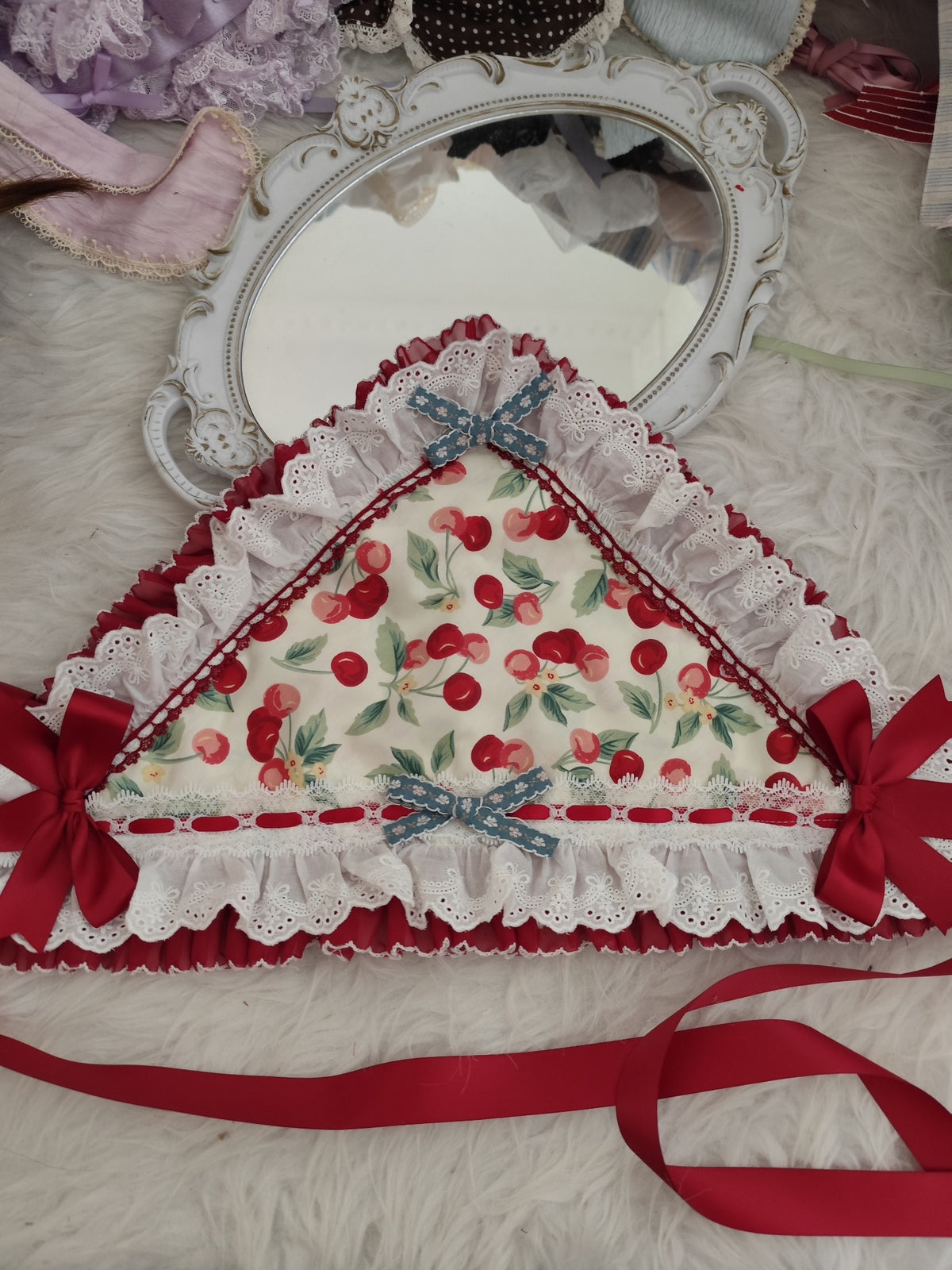 Lolita Triangular Headpiece Cherry Print