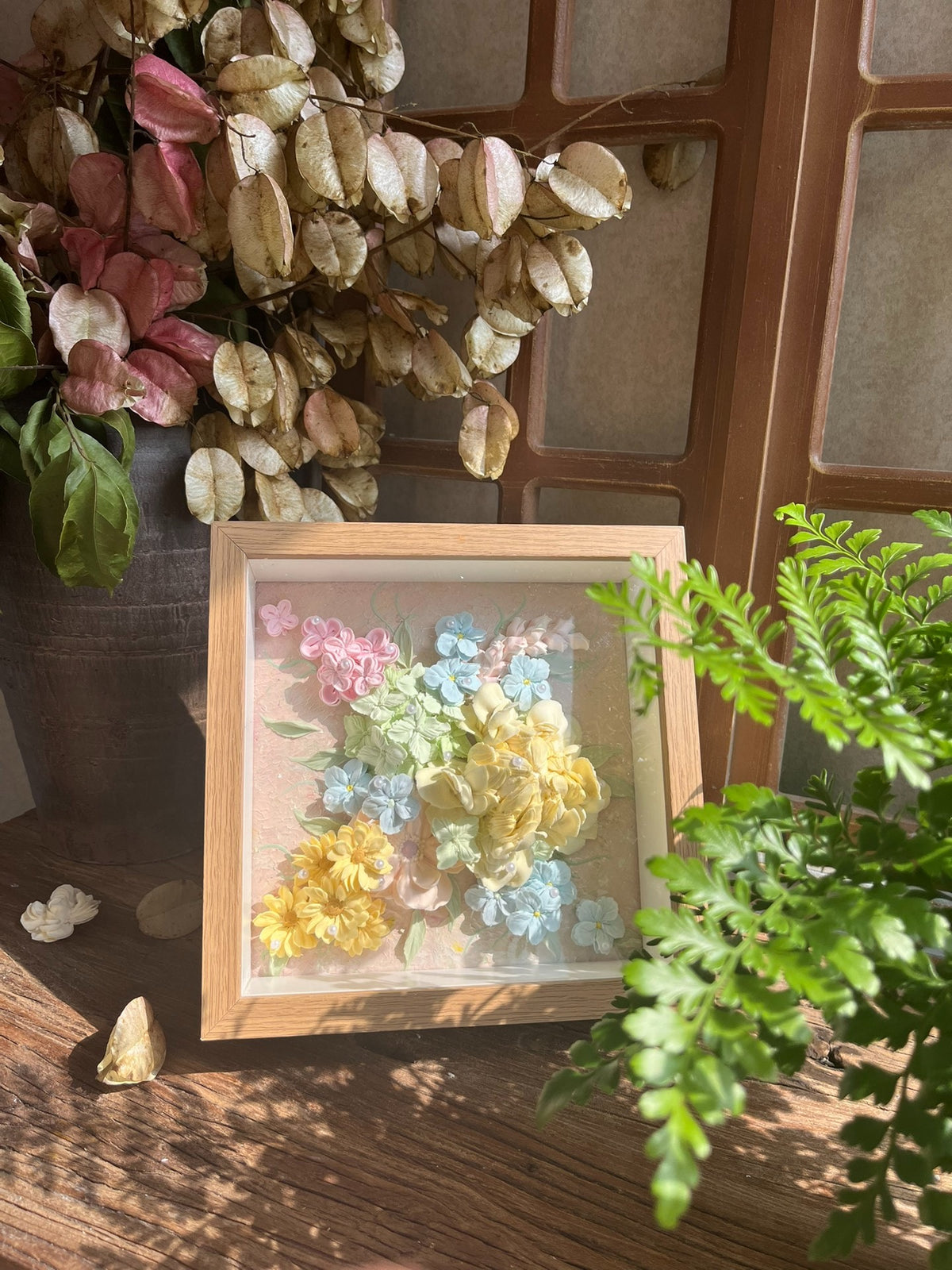 Clay Piping Flower Painting 20x20cm