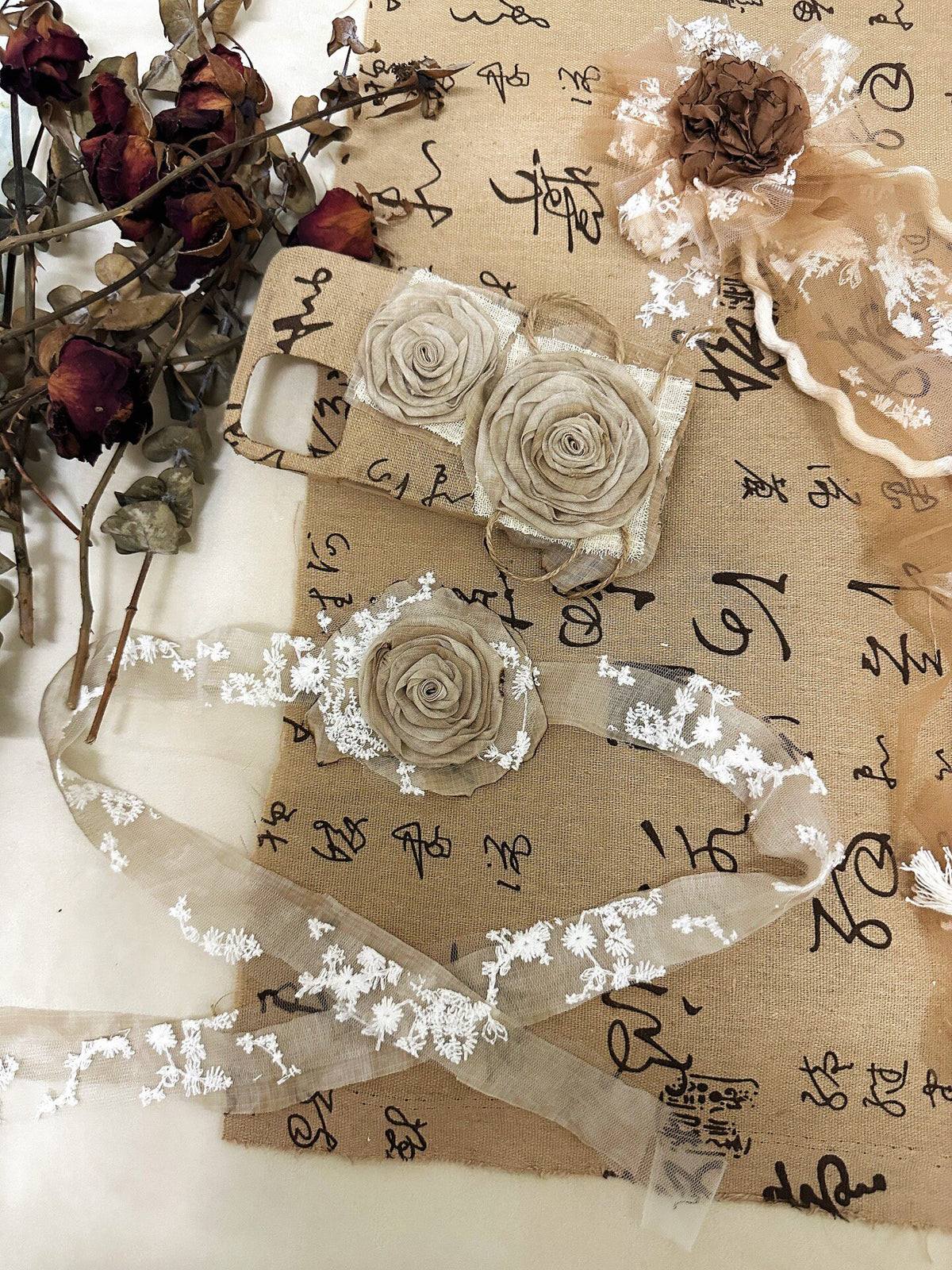 Handmade Fabric Rose Brooch Neck Flower Wrist Flower