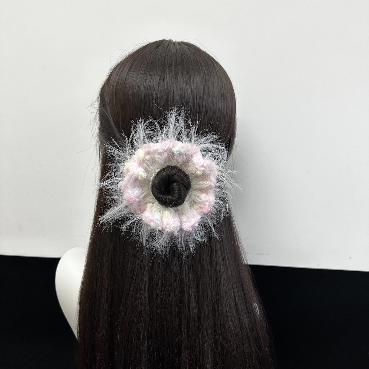 Scrunchie de Ganchillo Artesanal Rosa Pastel