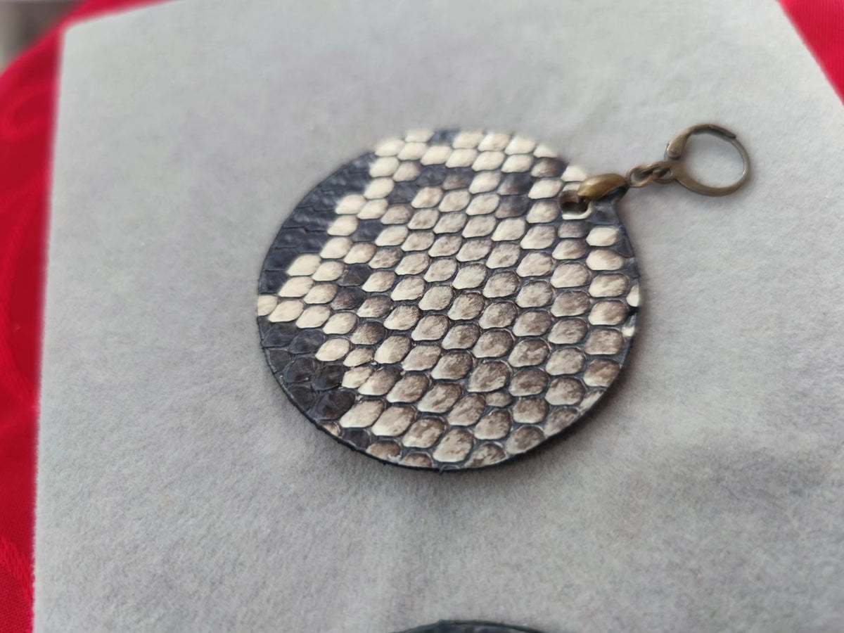 Oversized Snakeskin Disc Earrings Natural Scale