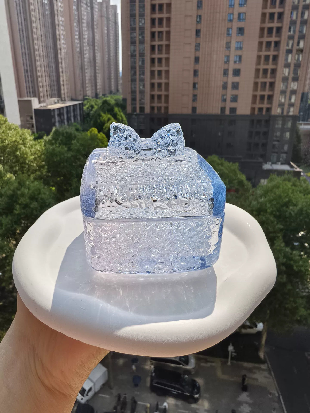 Blue Resin Water Ripple Square Storage Box