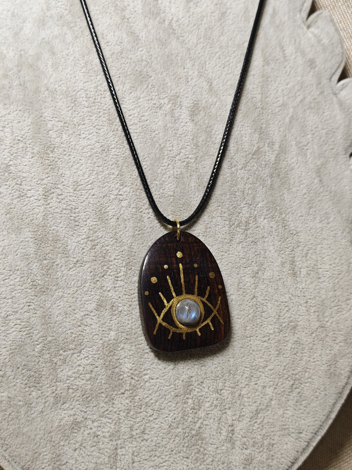 Purpleheart Ebony Moonstone Eye Pendant