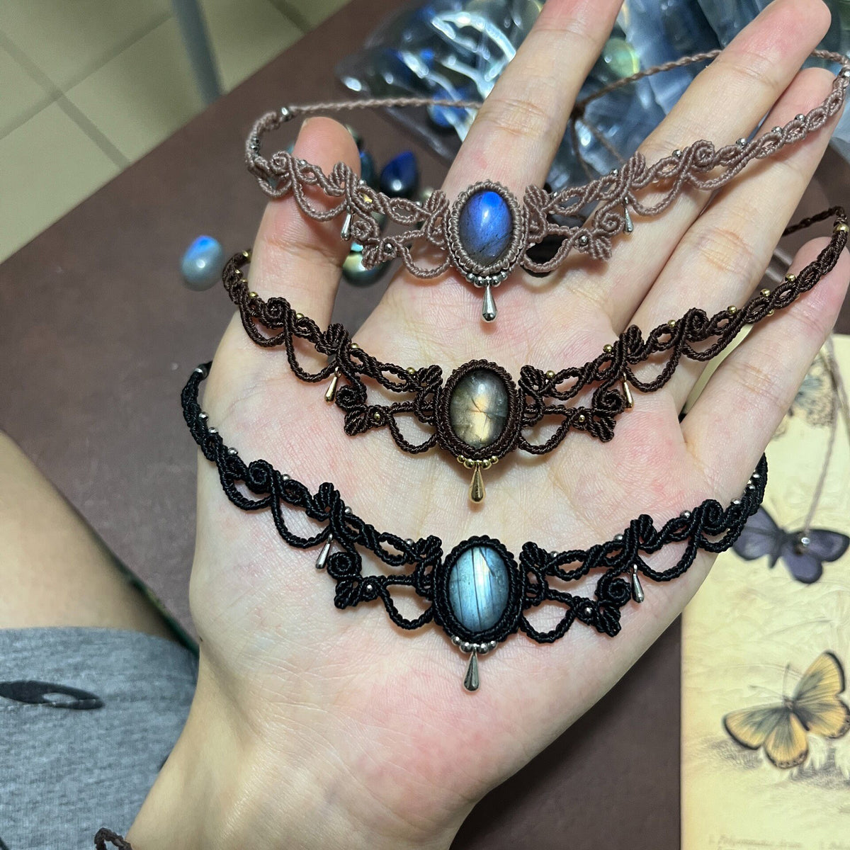 Labradorite Knotwork Necklace Set