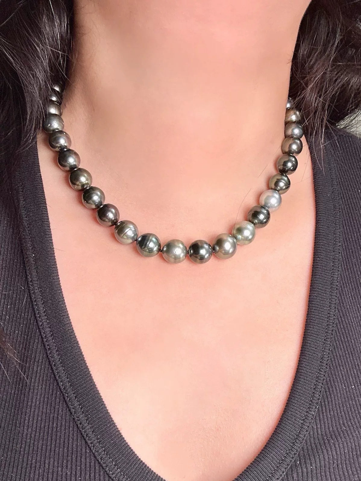 Collier de perles de Tahiti rond multicolore 9,8 à 12,7 mm
