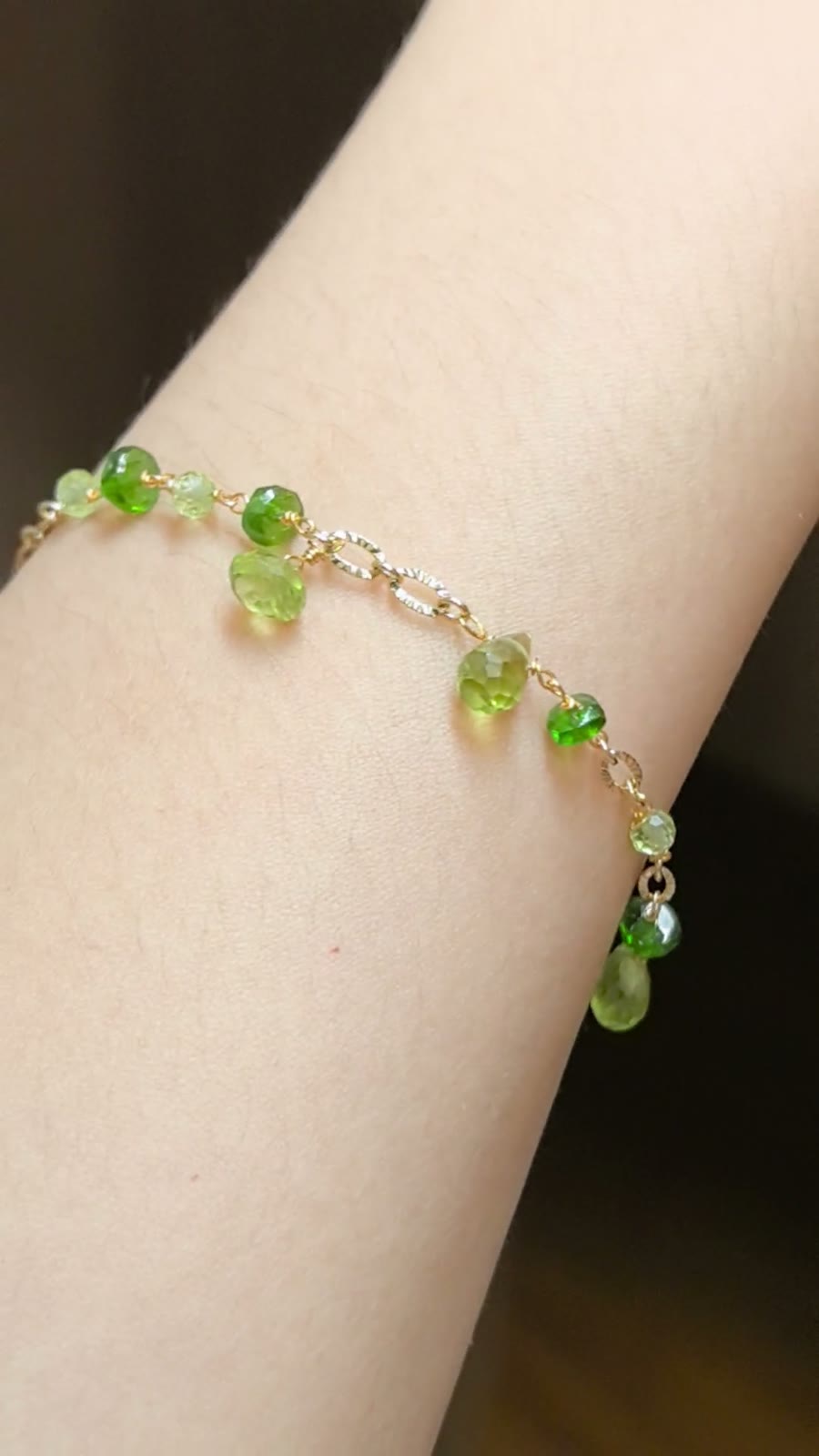 Peridot Diopside Gold Filled Bracelet
