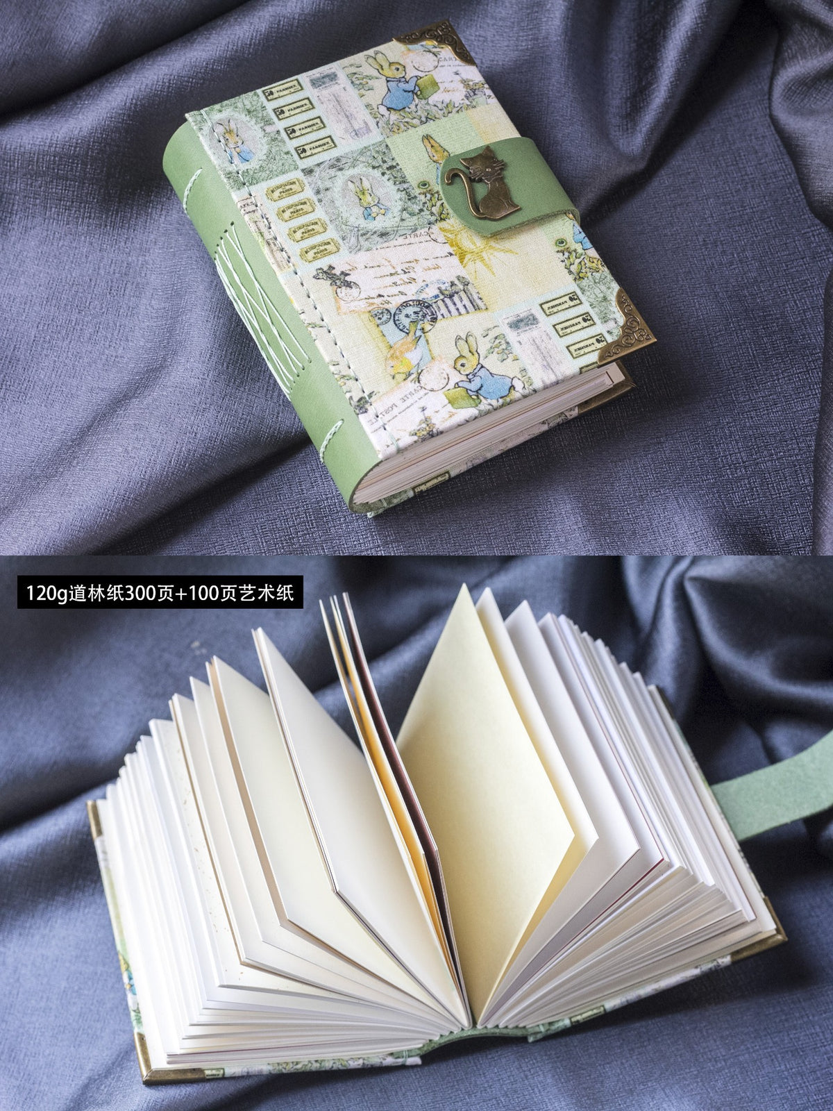 Handgemachtes Peter Rabbit Journal aus Vintage-Stoff