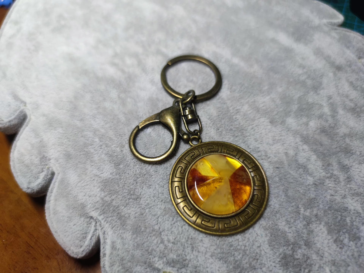 Amber Beeswax Mosaic Keychain Pendant