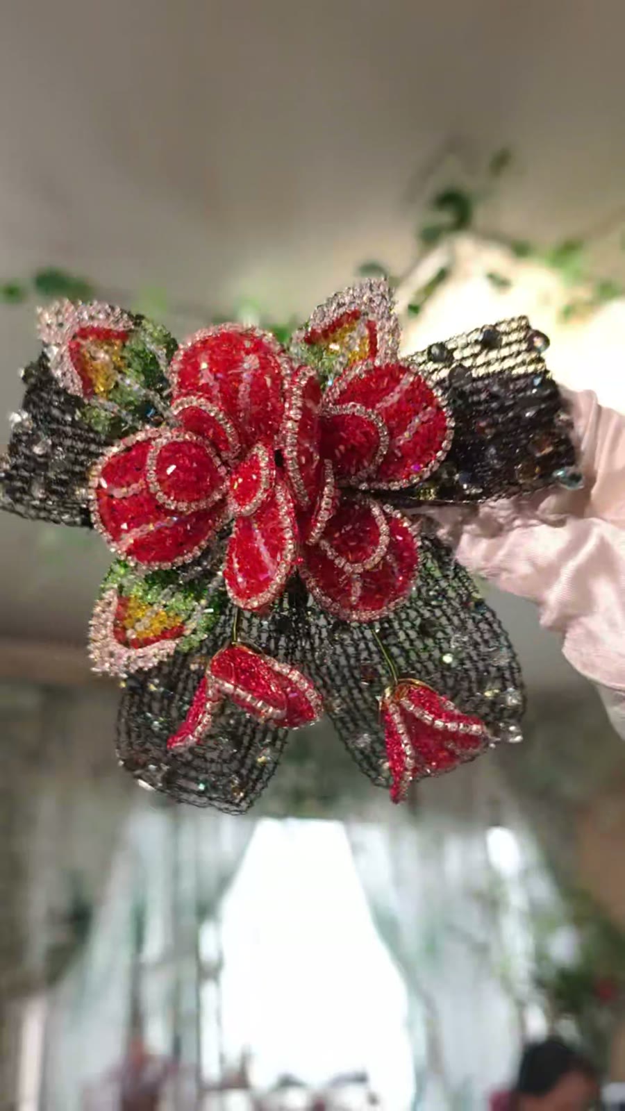 Rose Rhinestone Hair Clip Headband