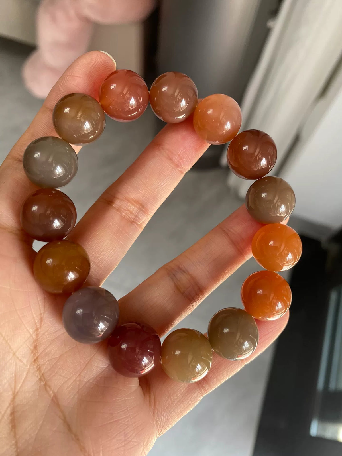 Natürliches Yanyuan-Stein Perlenarmband, 14 mm