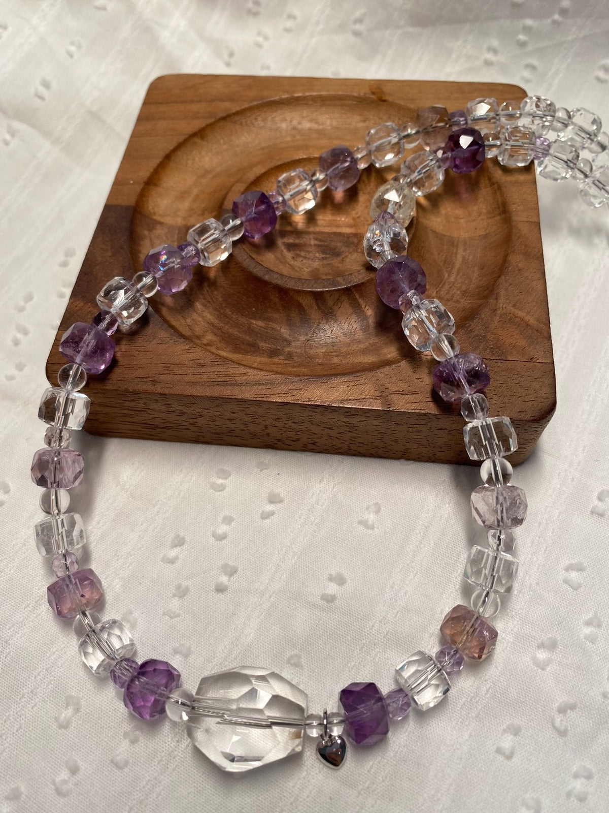 Amethyst Citrine Ametrine Quartz Beaded Necklace