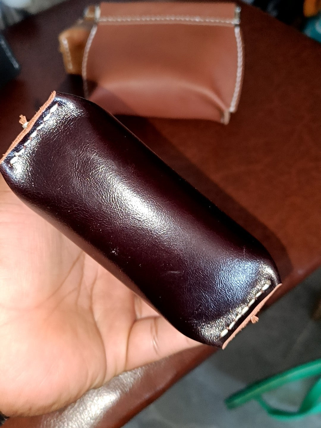 Brown Leather Coin Pouch Handmade