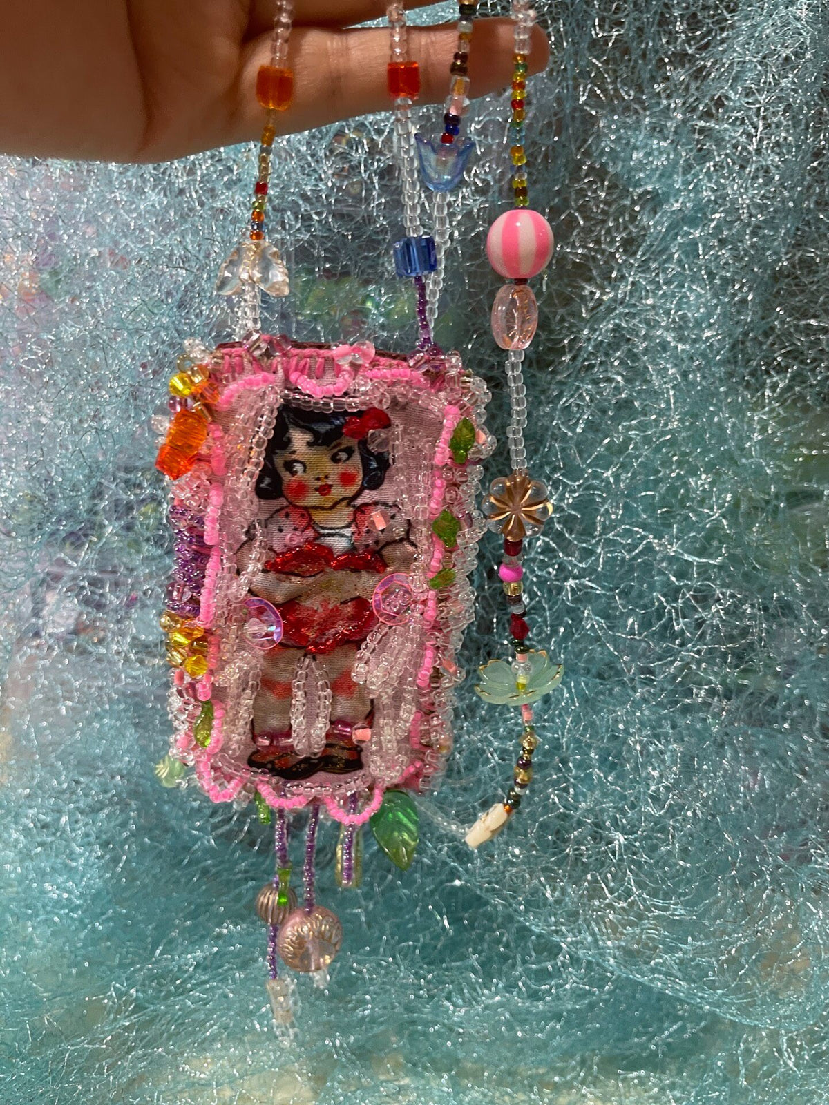 Handcrafted Beaded Necklace Pouch Retro Style