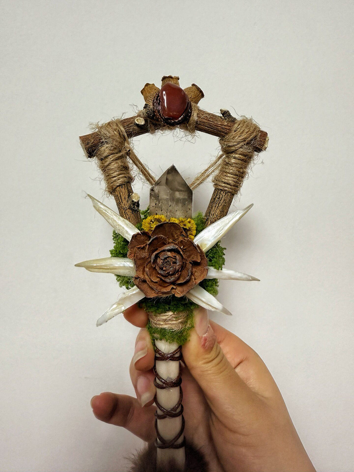 Witch Sheep Bone Crystal Hand Shaker Bell