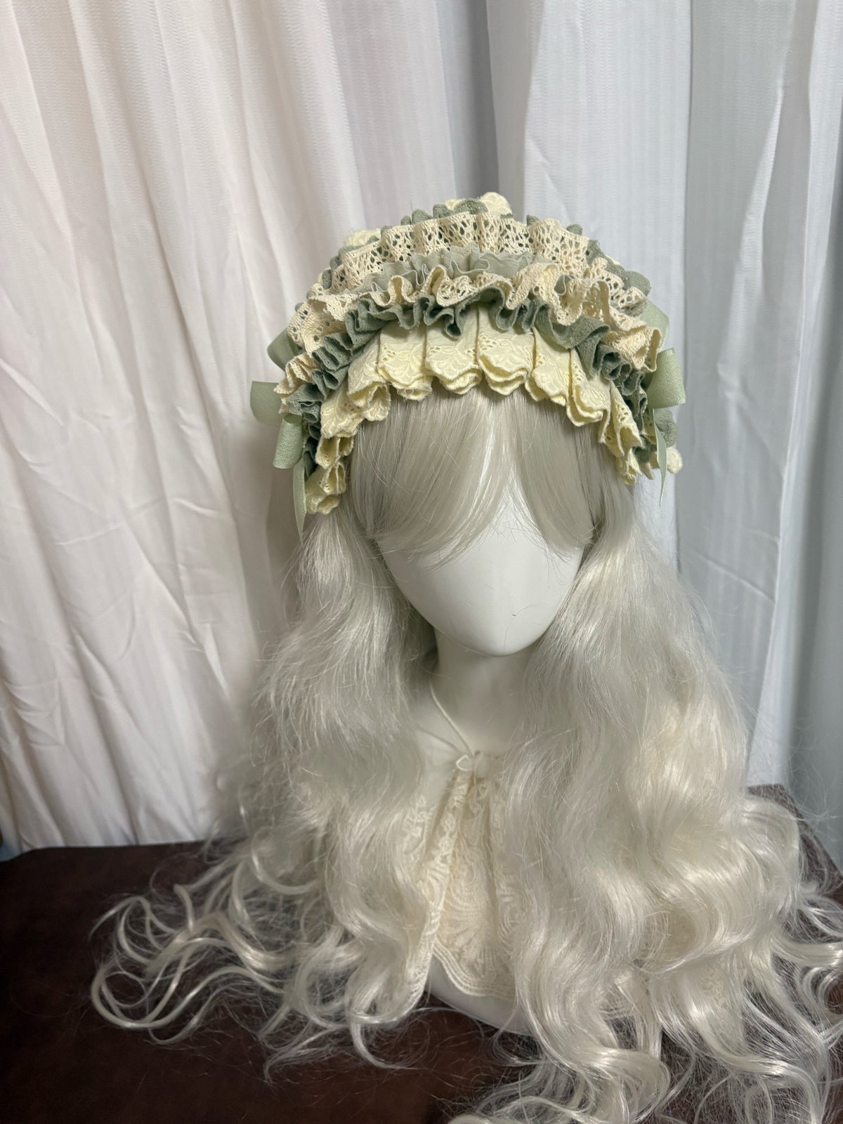 Handmade Ruffled Lace Lolita Bonnet Headdress