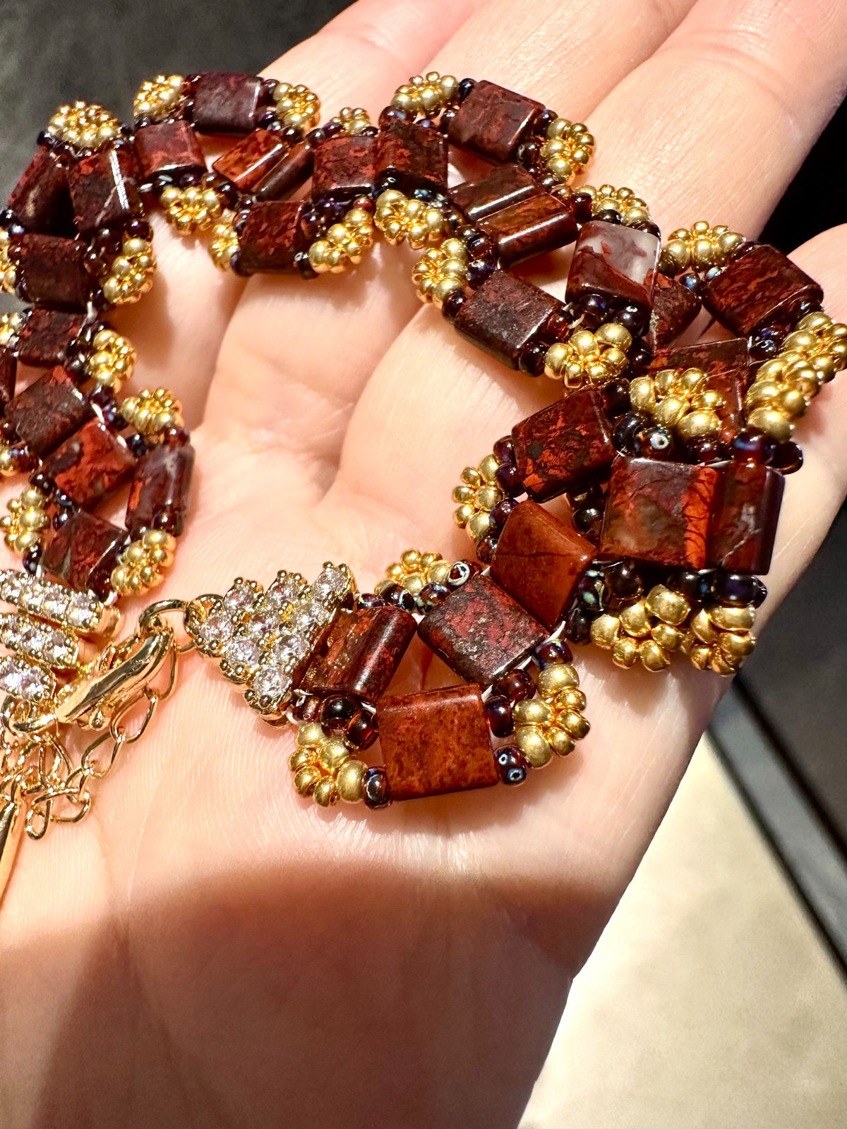 Handcrafted Red Stone Beaded Bracelet