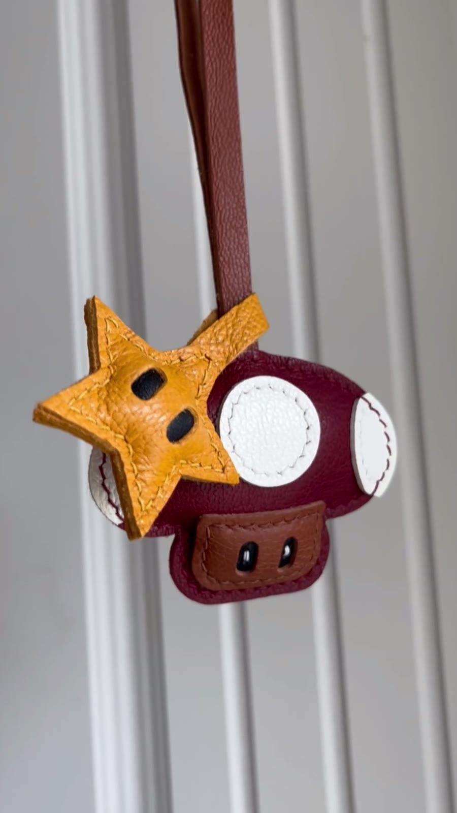 Leather Mushroom Pendant with Star