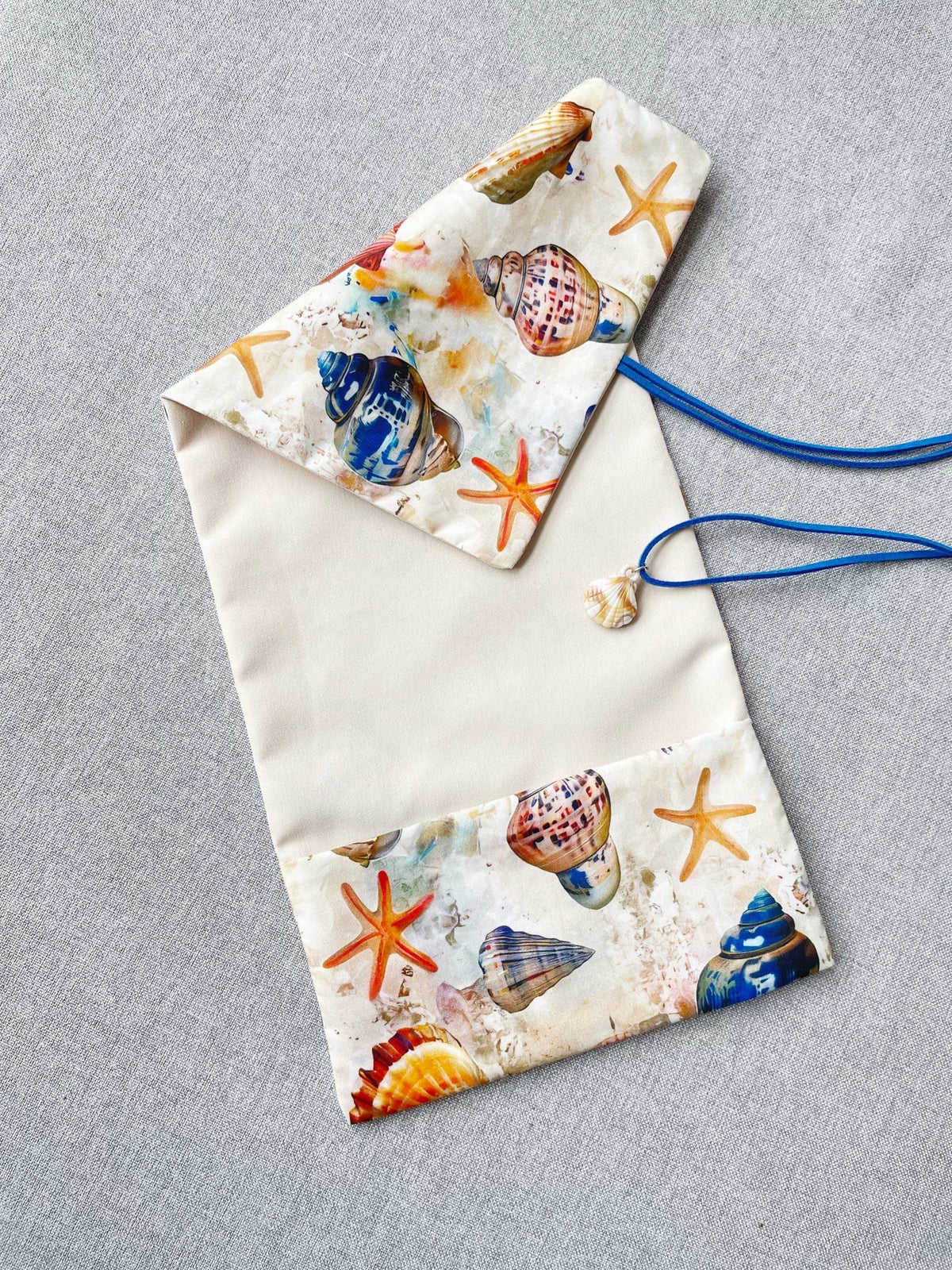 Cotton Tarot Card Pouch with Seashell Charm