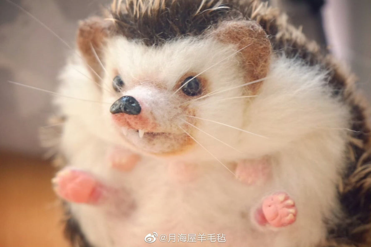 Wool Felt Realistic Hedgehog Palm-Sized Collectible