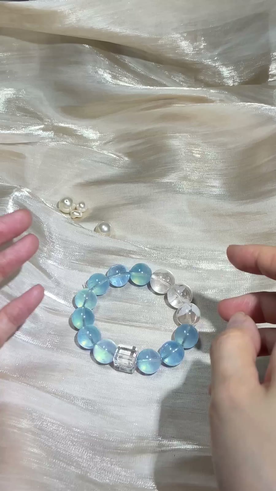 Natural Aquamarine Crystal Bracelet 13-15mm