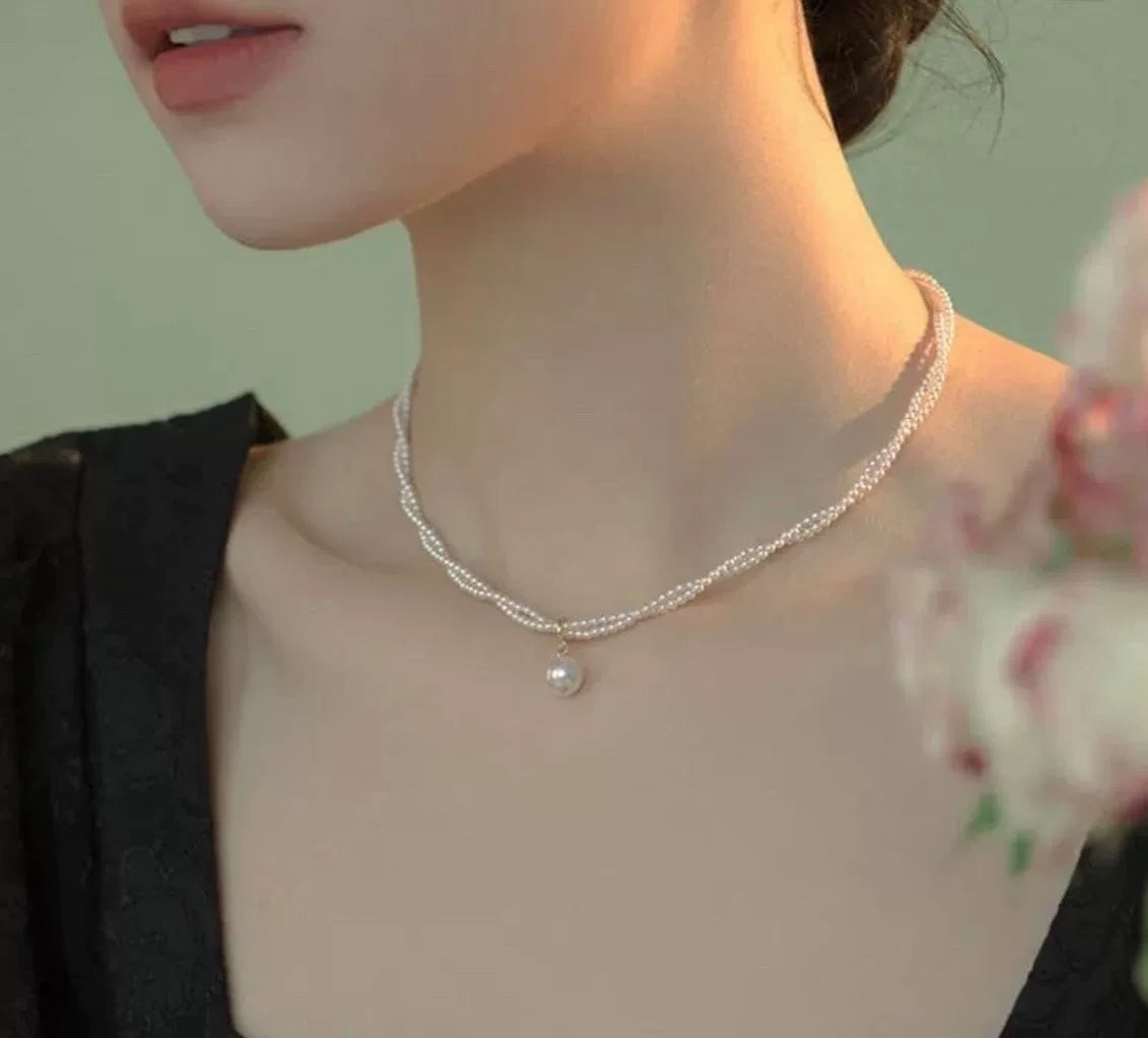 Natural Pearl Twist Necklace Keshi Pearl