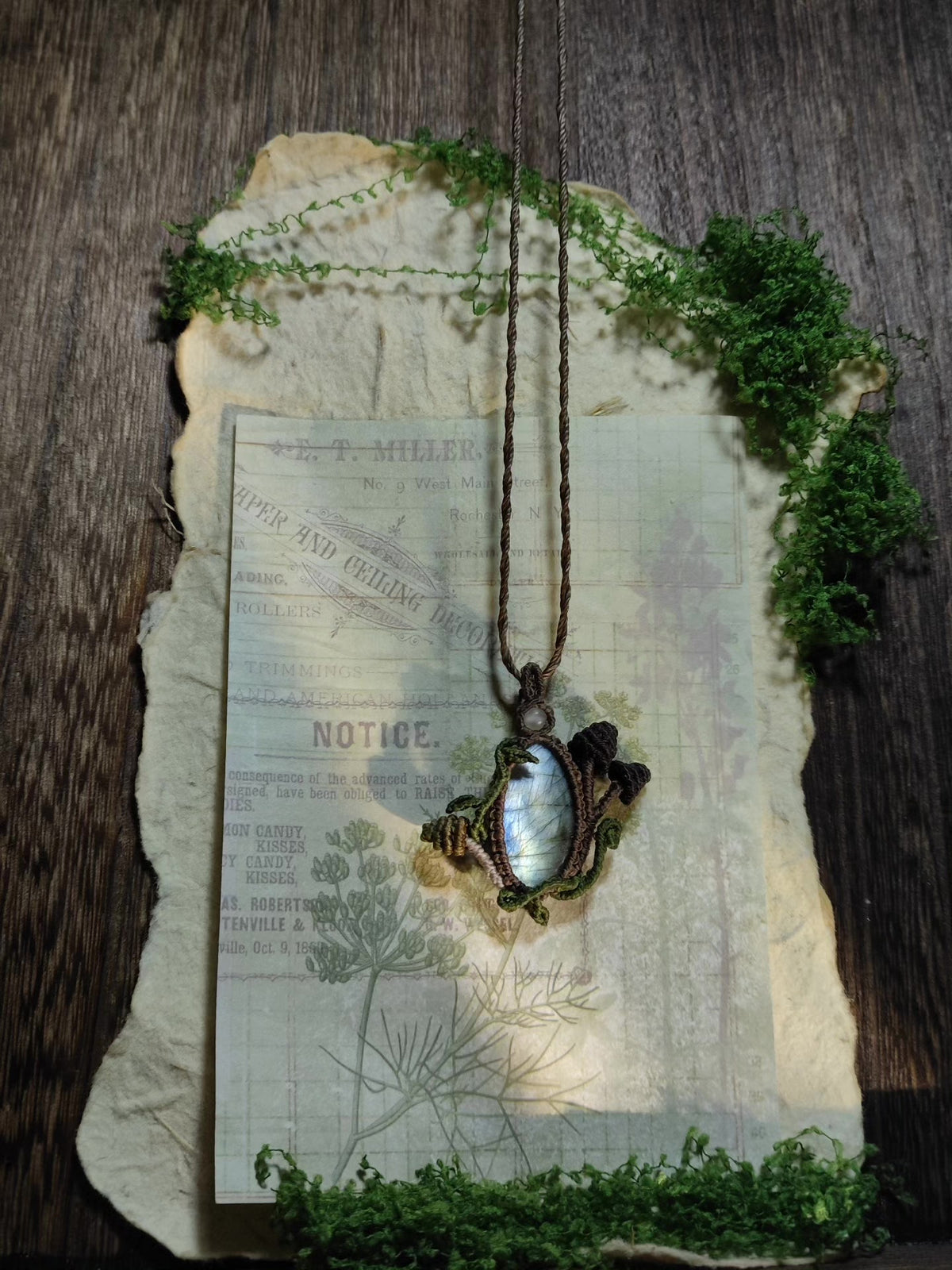 Handmade Labradorite Mushroom Pendant Necklace