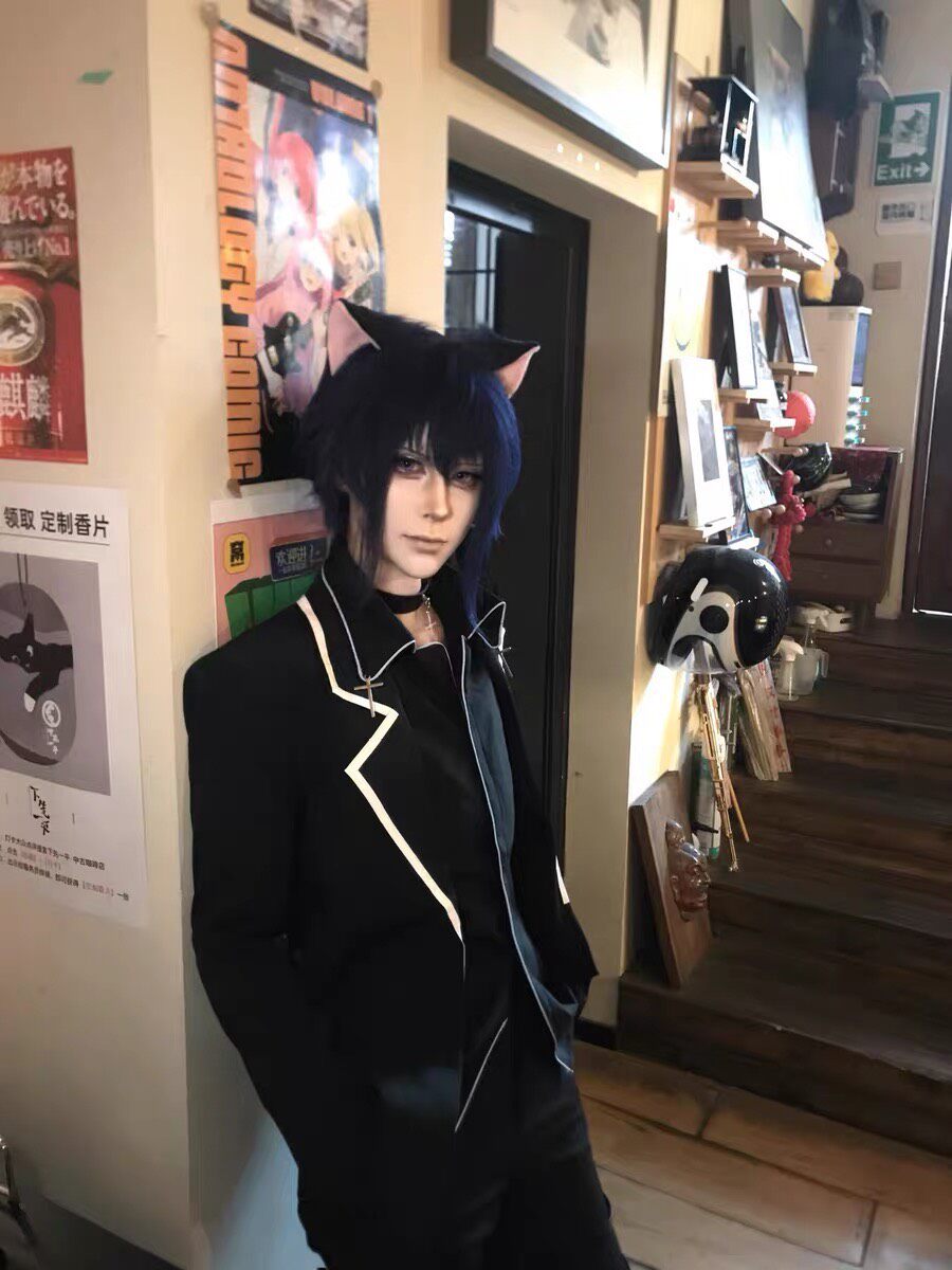 Dark Blue Cat Ear Tail Cosplay Set
