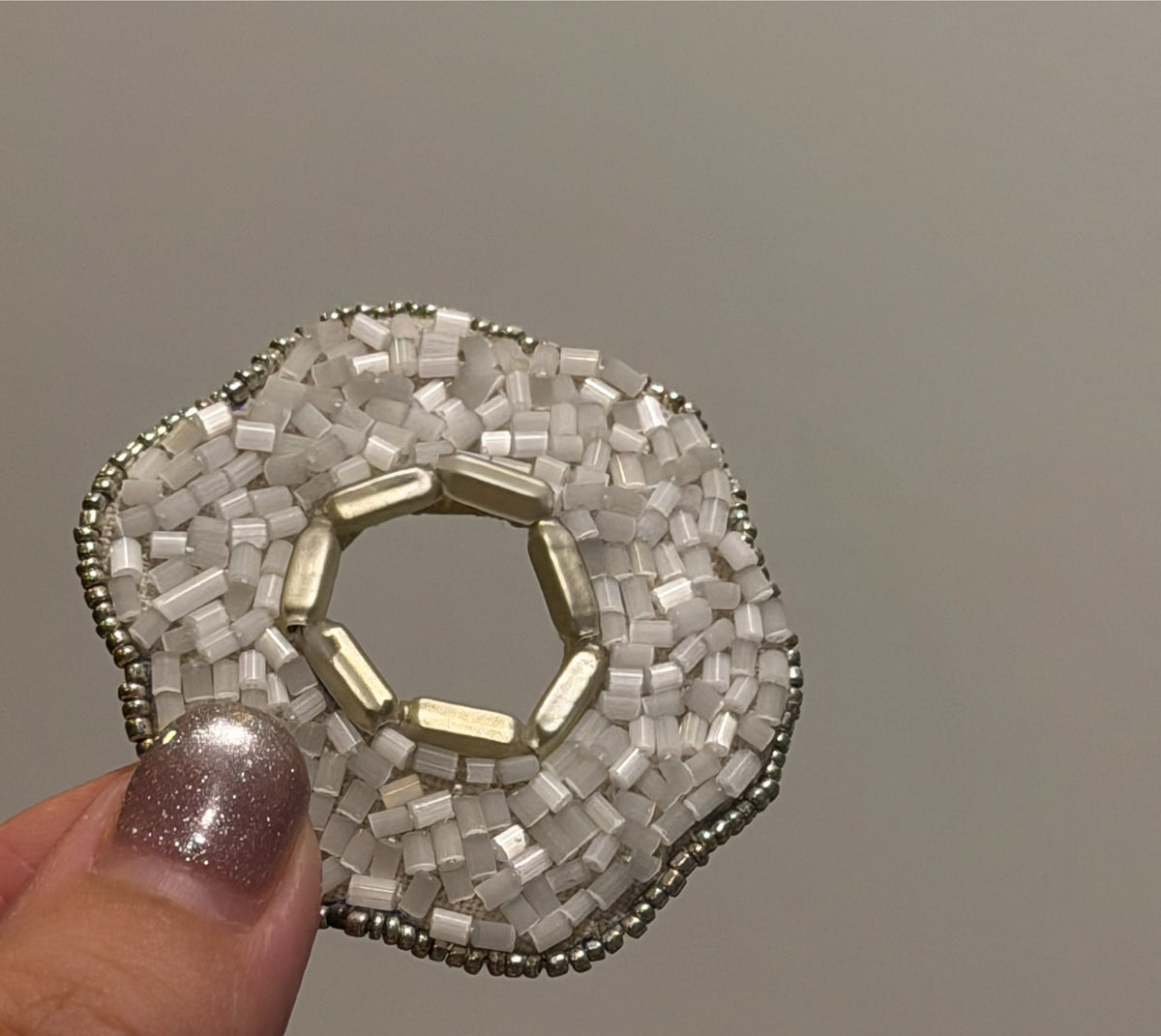 Handmade Antique Beaded Flower Brooch