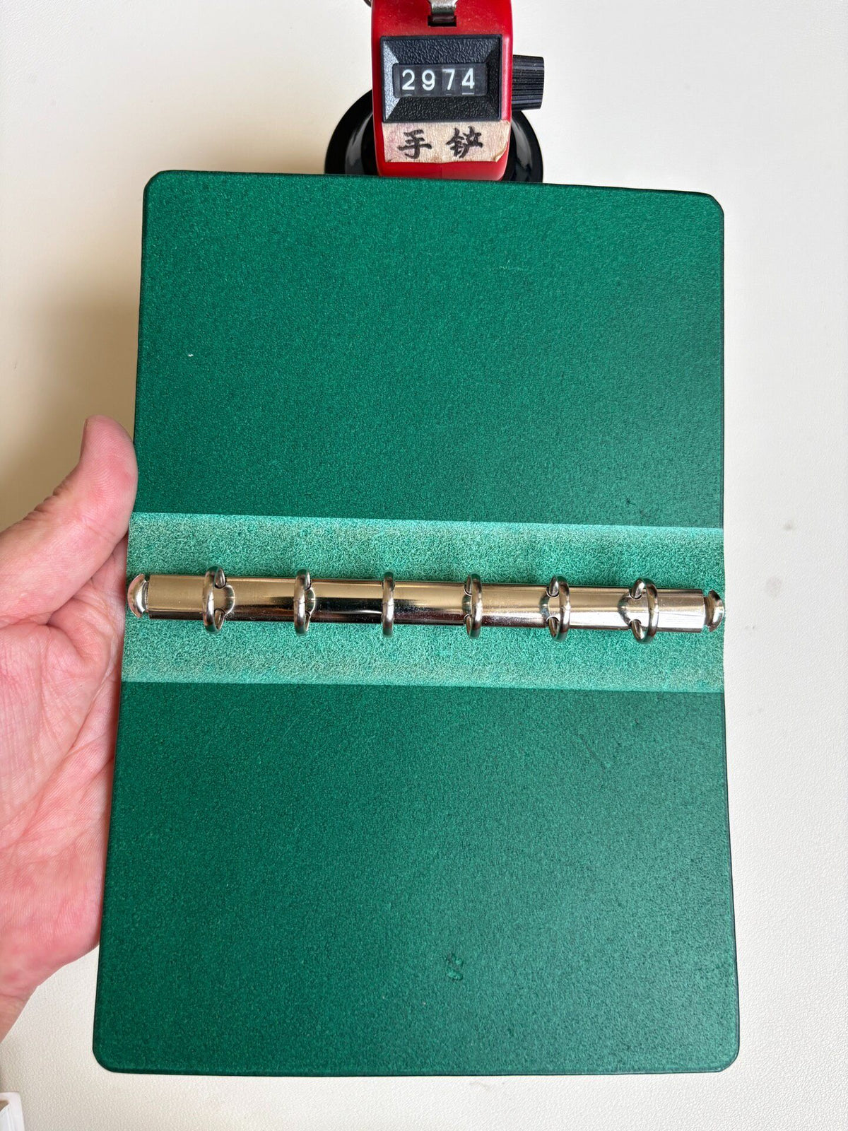 A7 Green Leather Ring Binder Cover