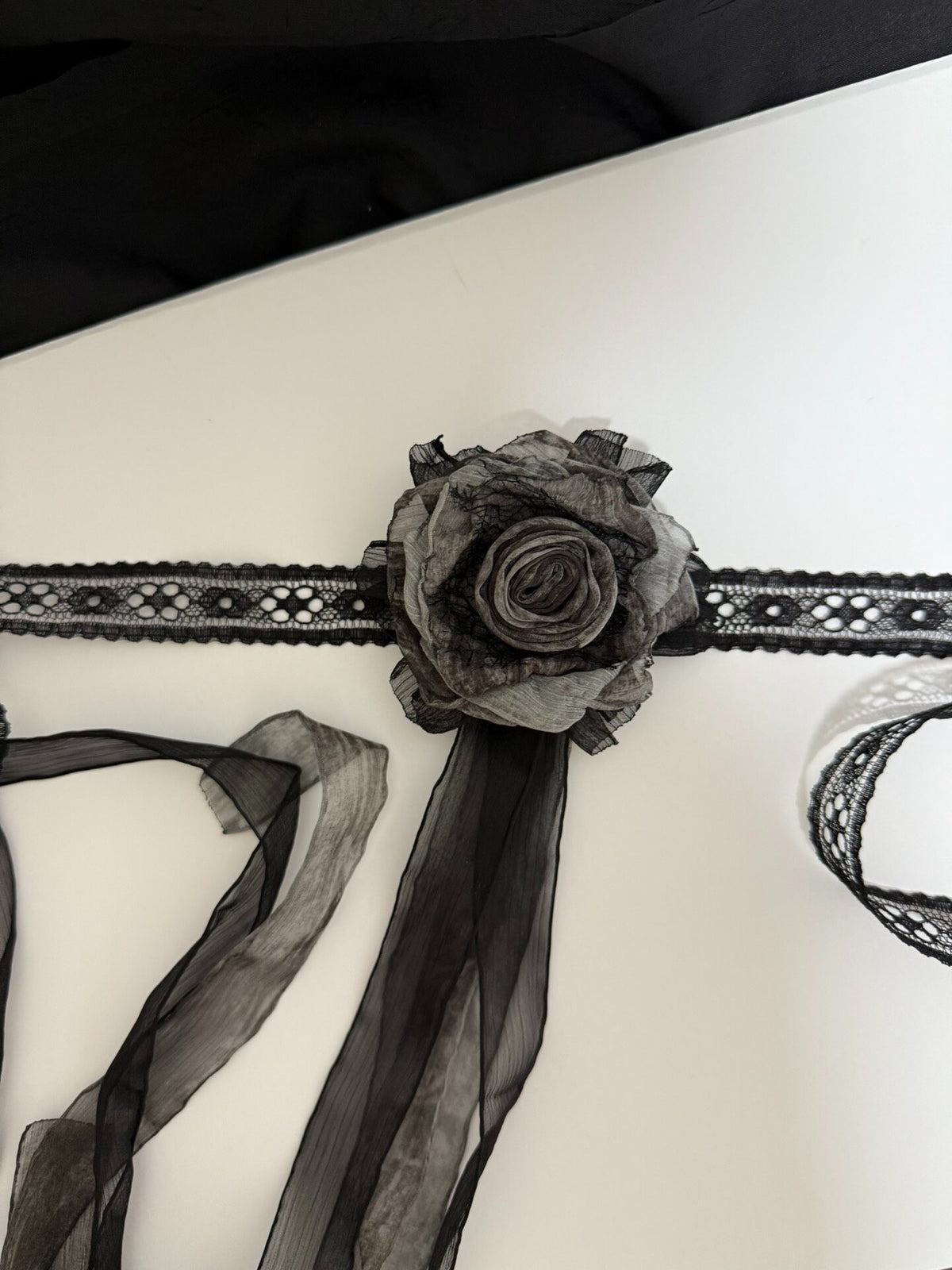 Handmade Black Rose Lace Choker Necklace
