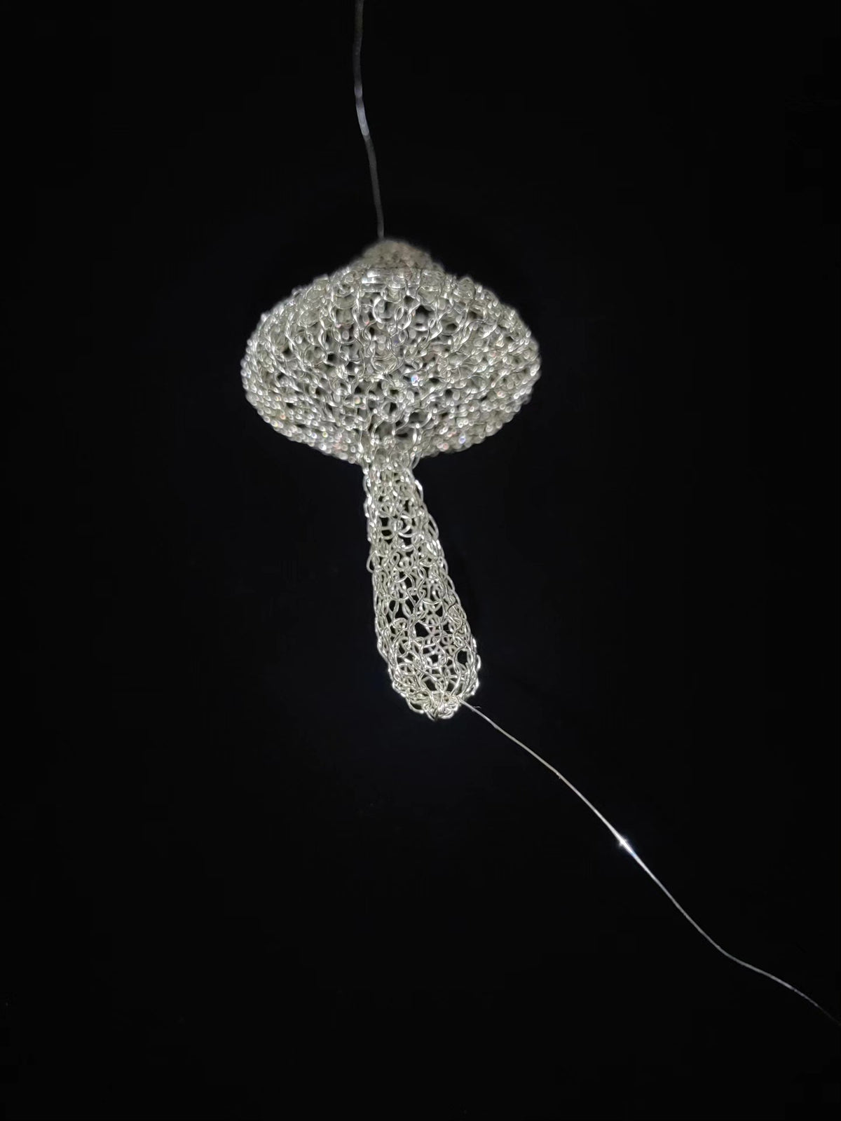 Handcrafted Wire Crochet Mushroom Pendant