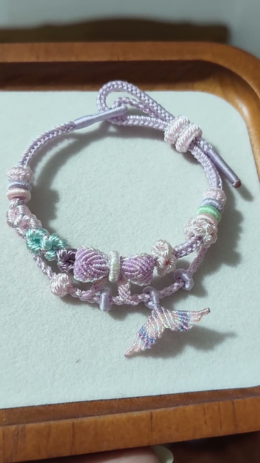 Hand Braided Cord Bracelet Pink Purple Gradient
