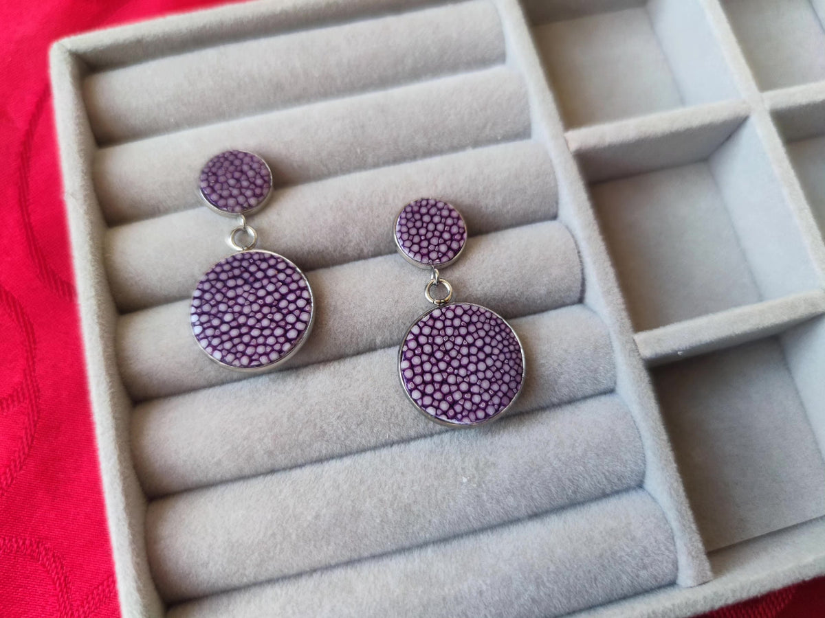 Lavender Stingray Skin Drop Earrings