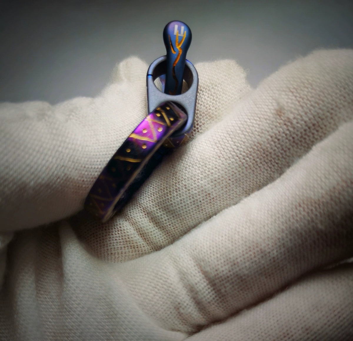 Titanium Alloy Keychain Set Iridescent Finish