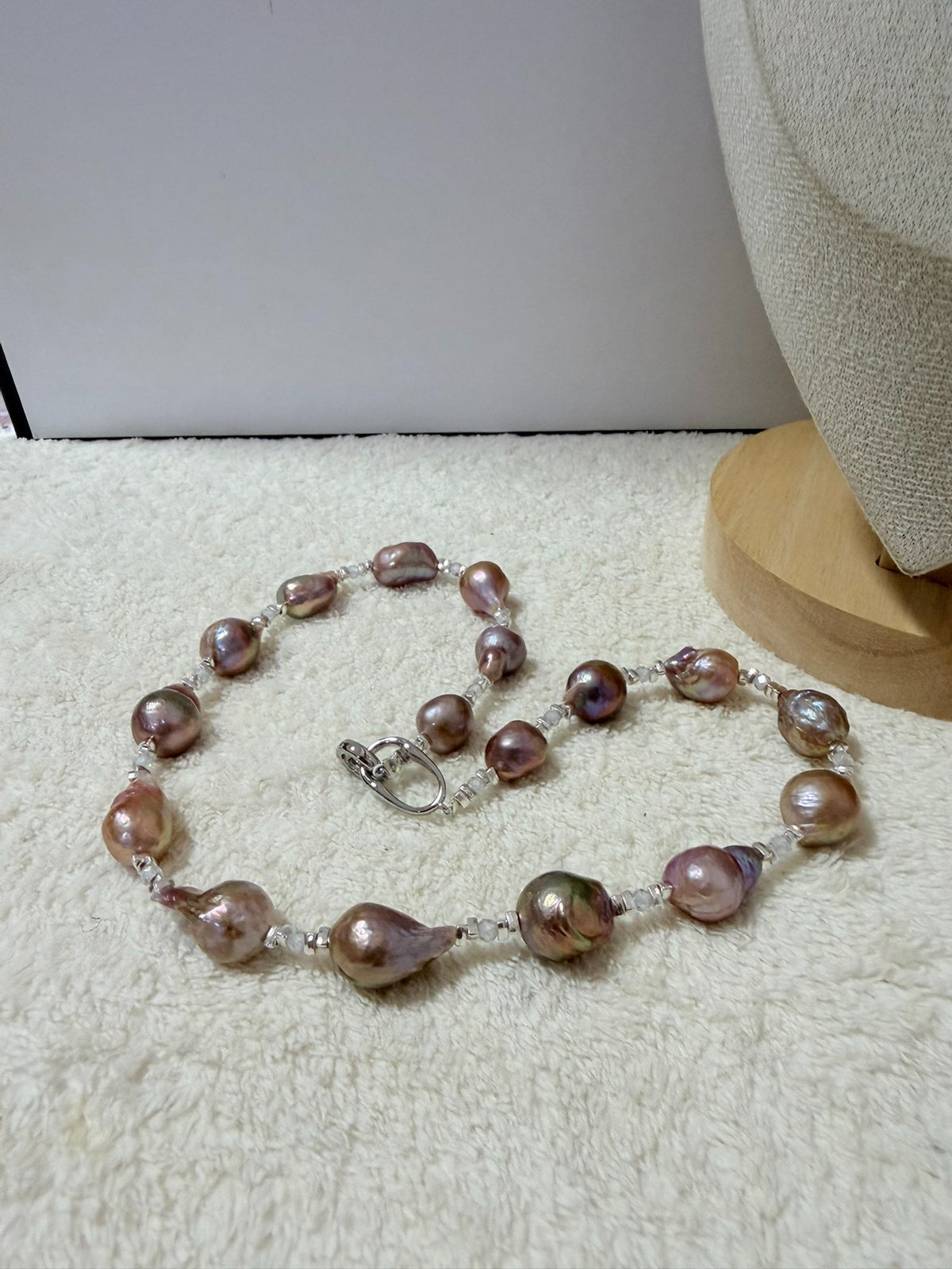 Purple Baroque Pearl Necklace with Iridescent Finish