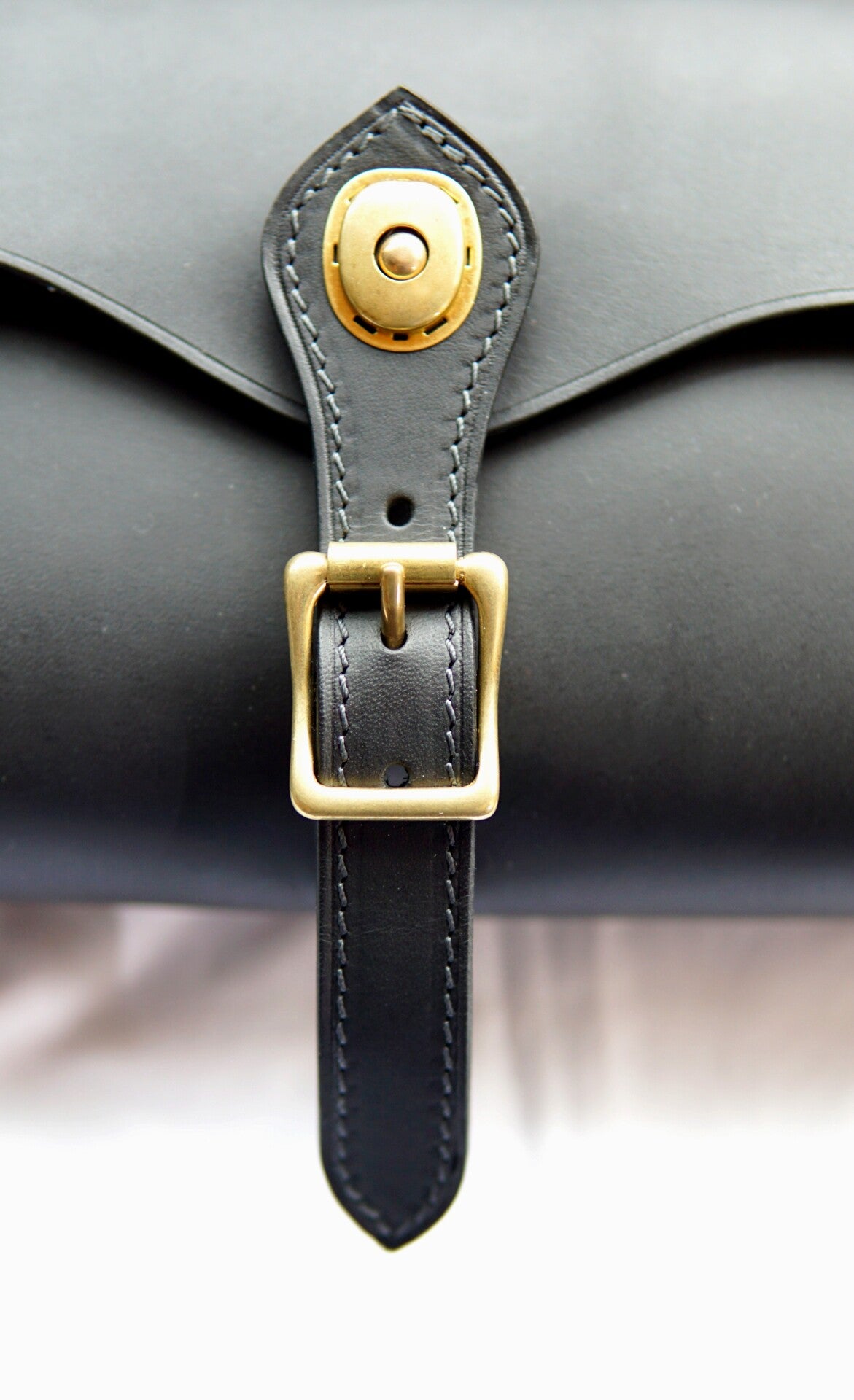 Handcrafted Leather Messenger Bag with Brass Buckle