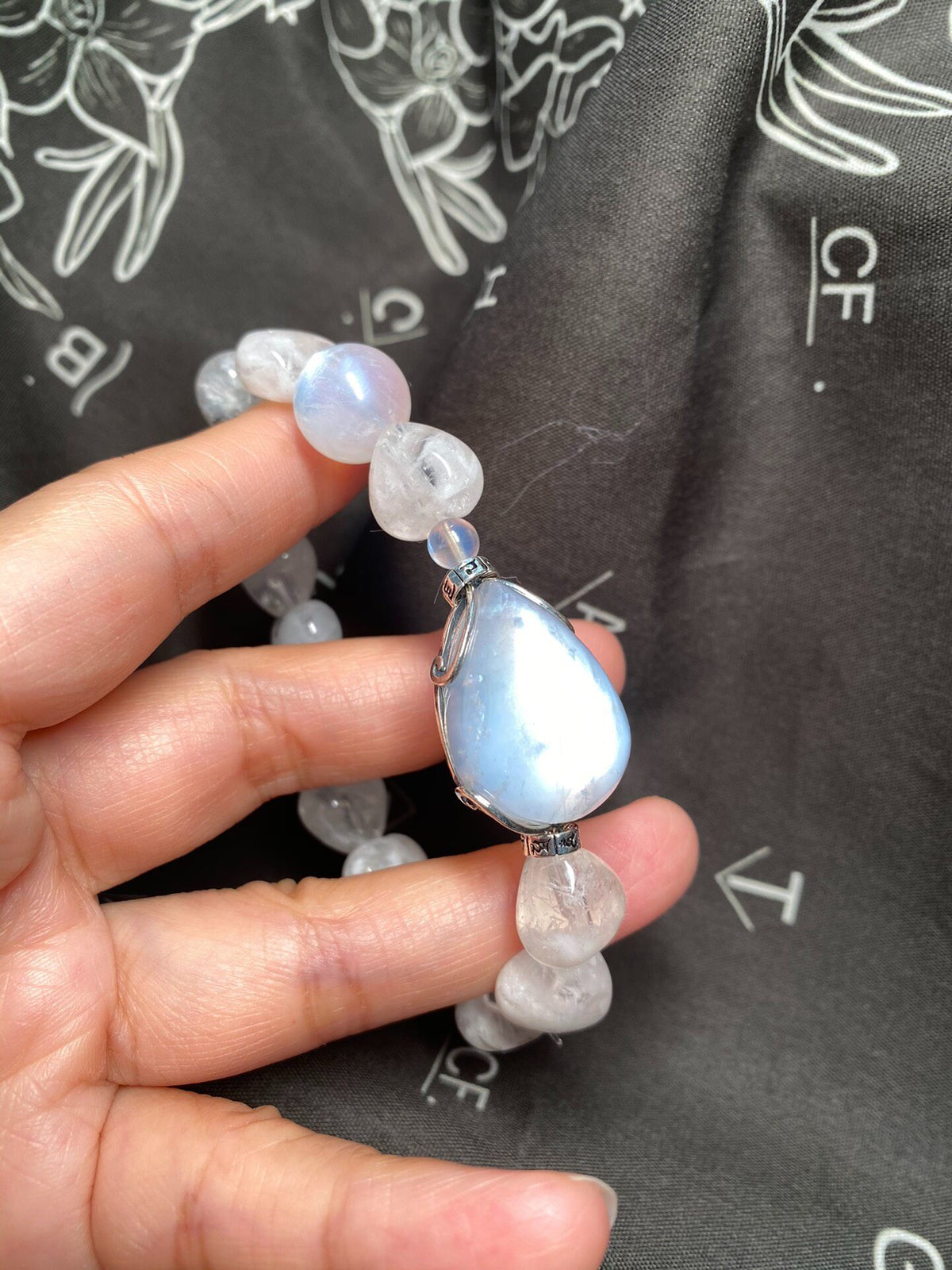 Snowflake Phantom Quartz Blue Moonstone Bracelet Set