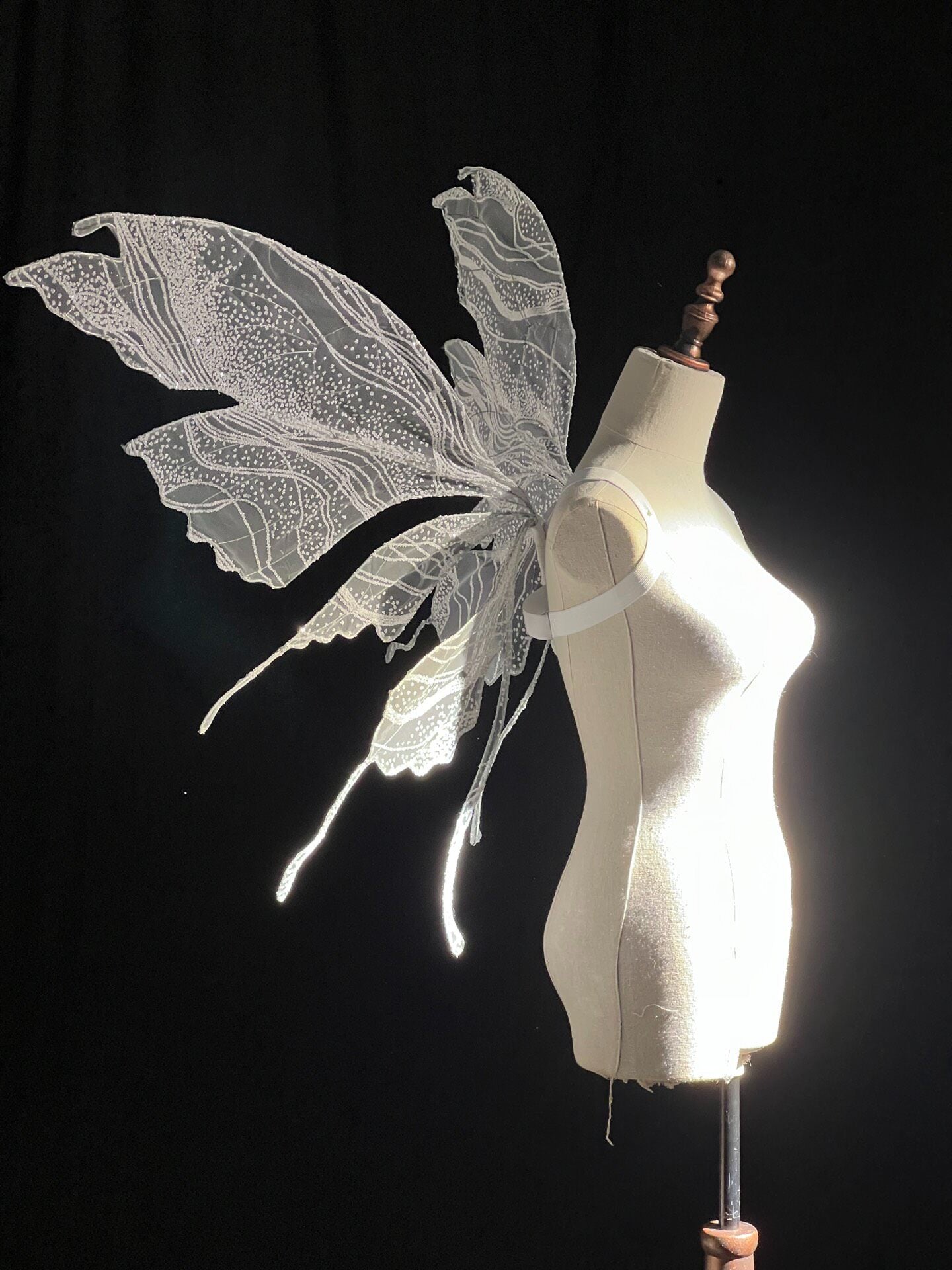 Butterfly Fairy Wings with Wire Frame and White Vein Patterns