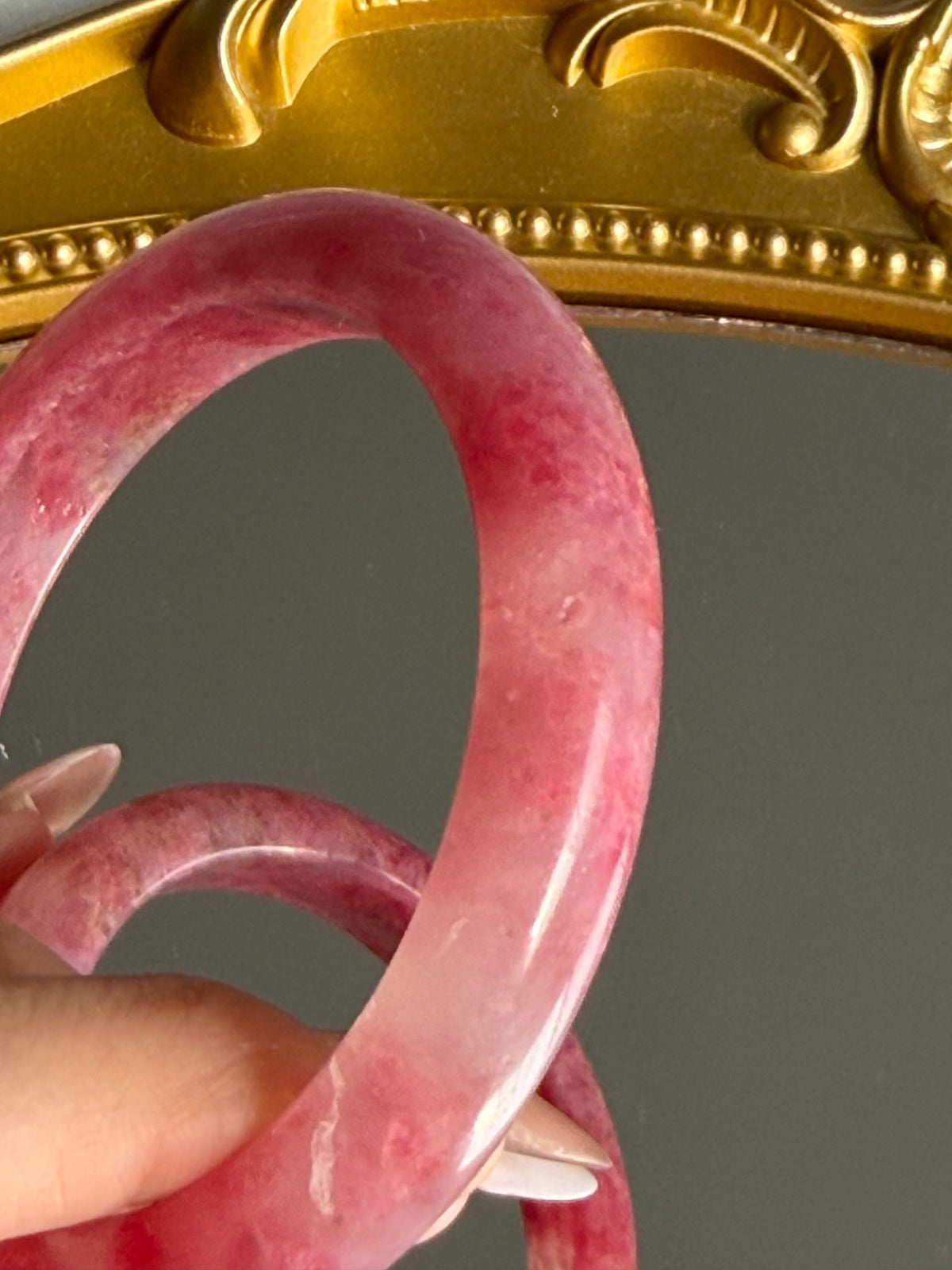 Pulsera de cristal natural rosa 56mm