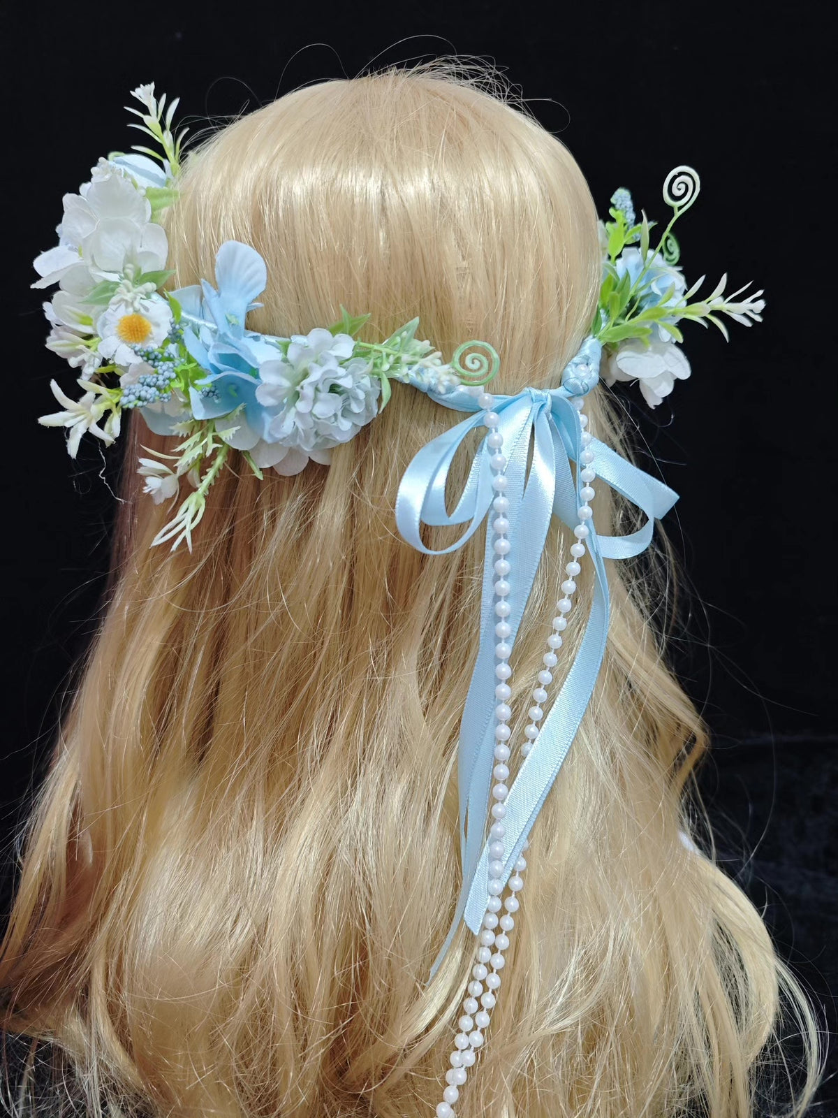 Blue Hydrangea Floral Head Wreath