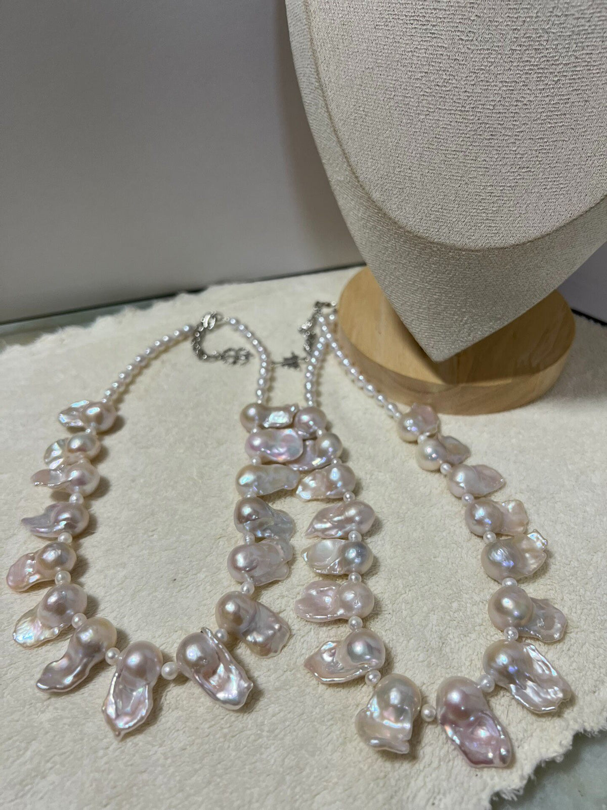 Dual Strand Baroque Pearl Collar Necklace