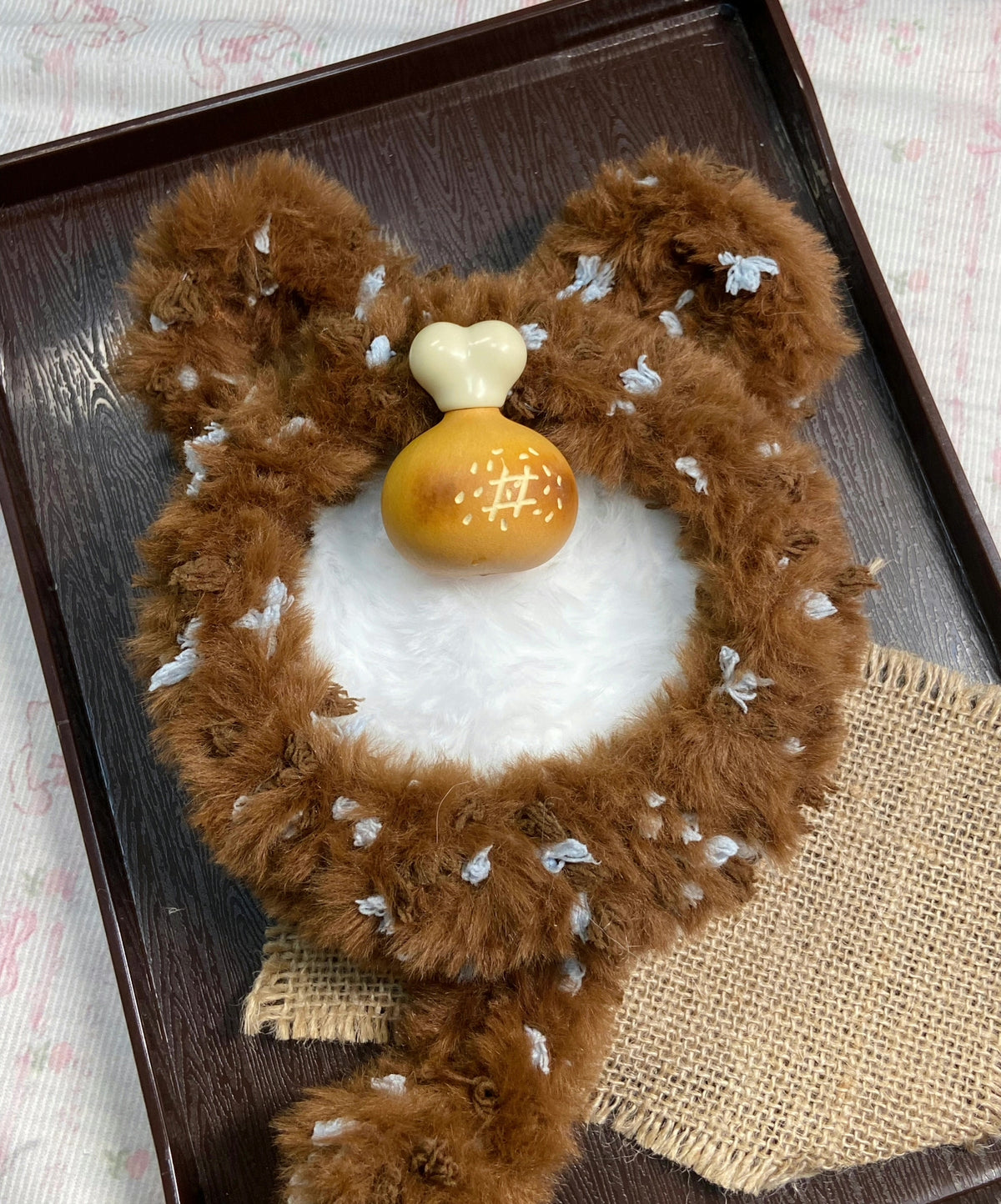 ハンドメイド くまのぬいぐるみ風コースター 14cm ディスプレイネスト