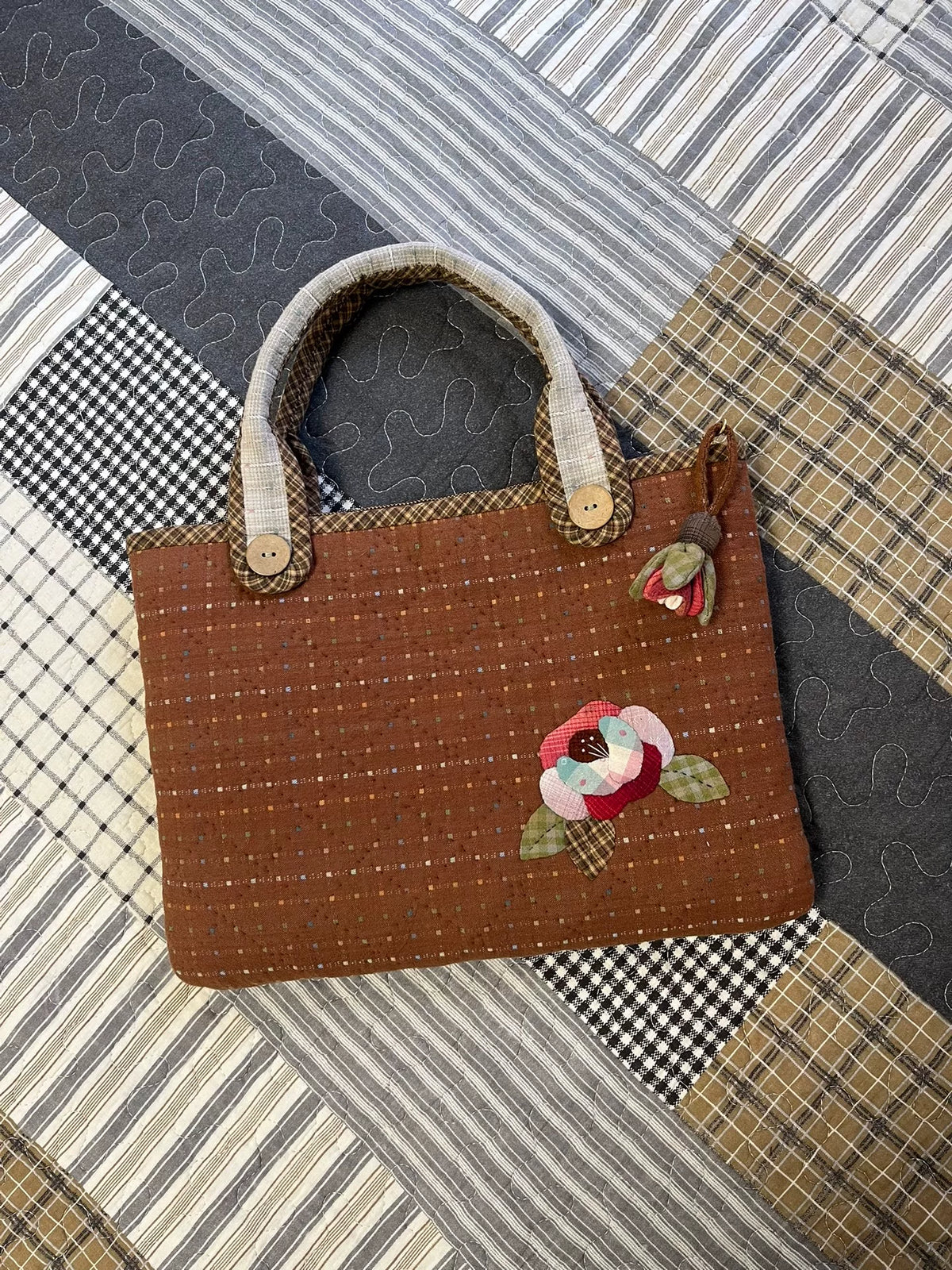 Handgefertigte Patchwork Laptoptasche aus Baumwolle