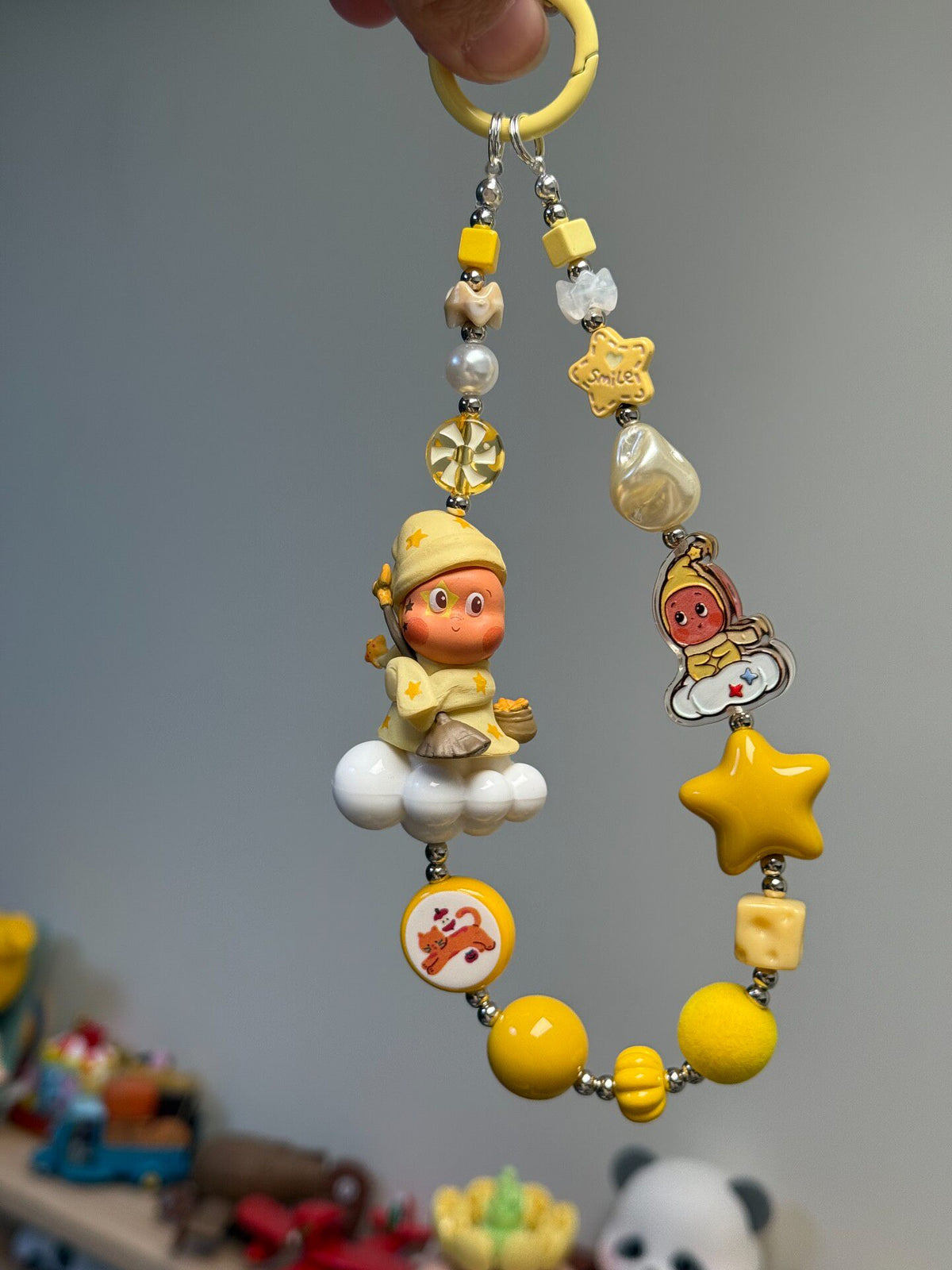 Star Theme Beaded Phone Charm Keychain