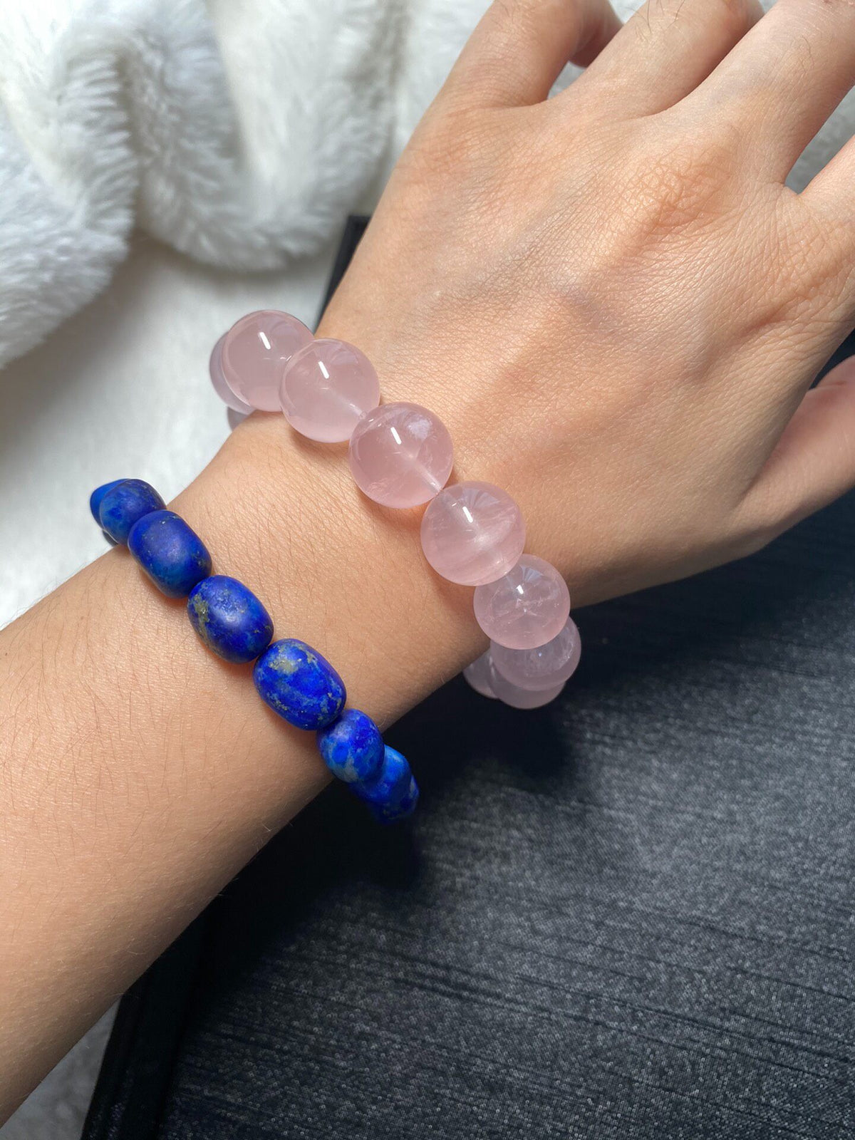 Rose Quartz Bracelet with Moon Charm