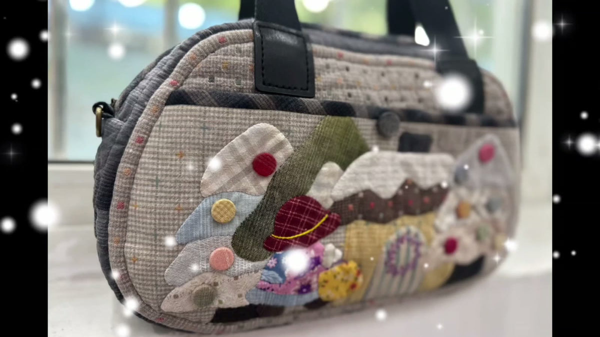 Gewatteerde Patchwork Tas Snow Falling Little Village