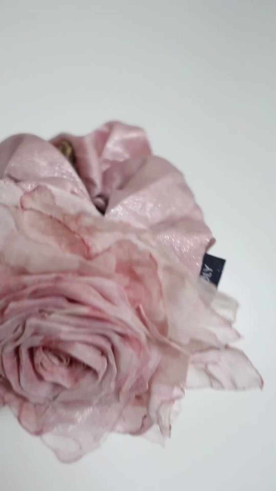 Handmade Burned Fabric Rose Hair Scrunchie
