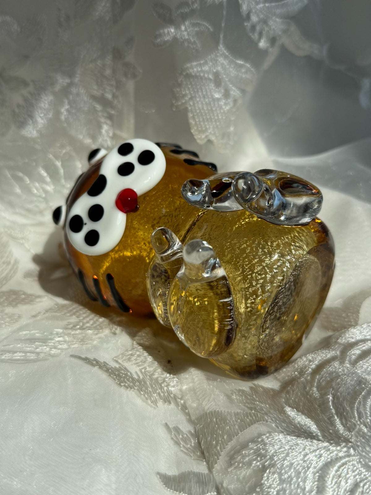 Vintage Amber Glass Tiger Figurine