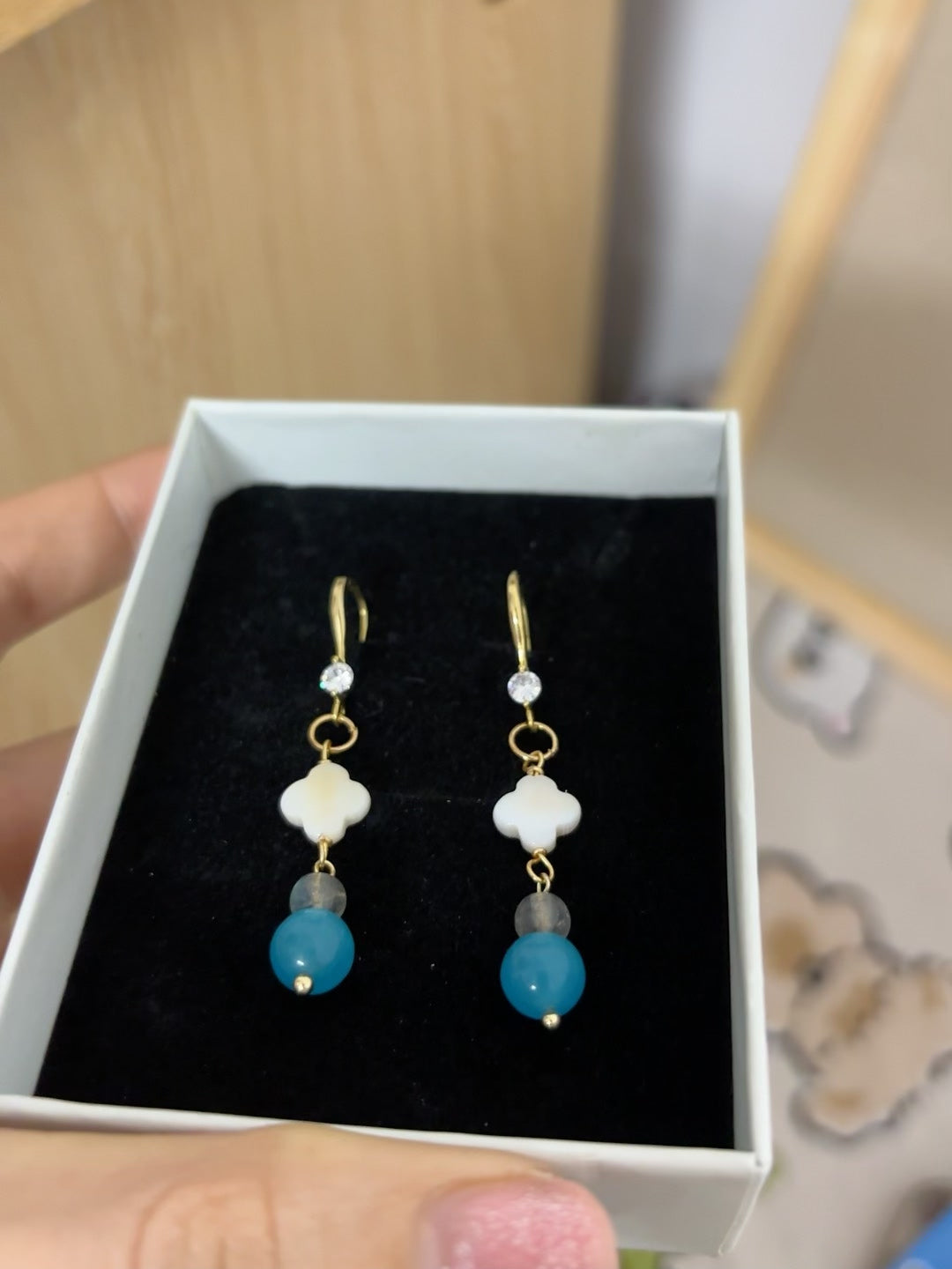 DIY Jade Earrings Turquoise Blue Bead