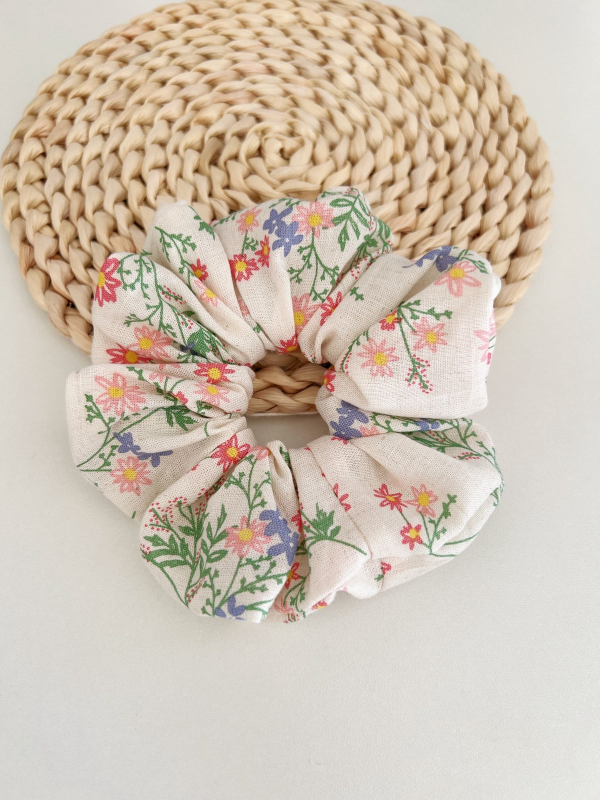 Floral Cotton Linen Scrunchie